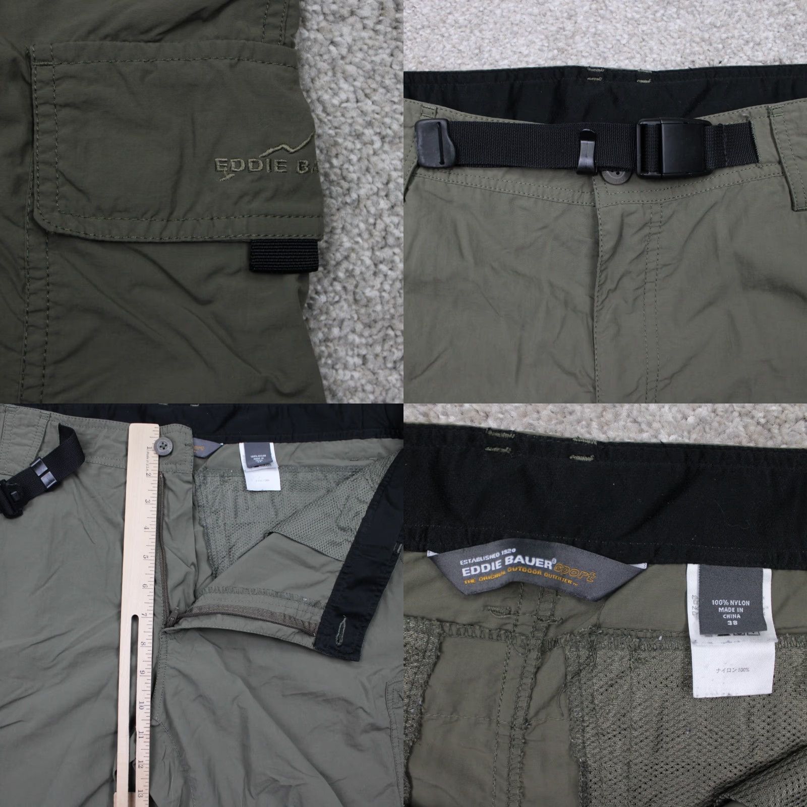 Eddie Bauer Eddie Bauer Mens 38 Sport Shorts Green Cotton Nylon Cargo Pocket 10" Inseam Belted Casual Travel Workwear Chin o Size US 38 / EU 54 - 8 Thumbnail