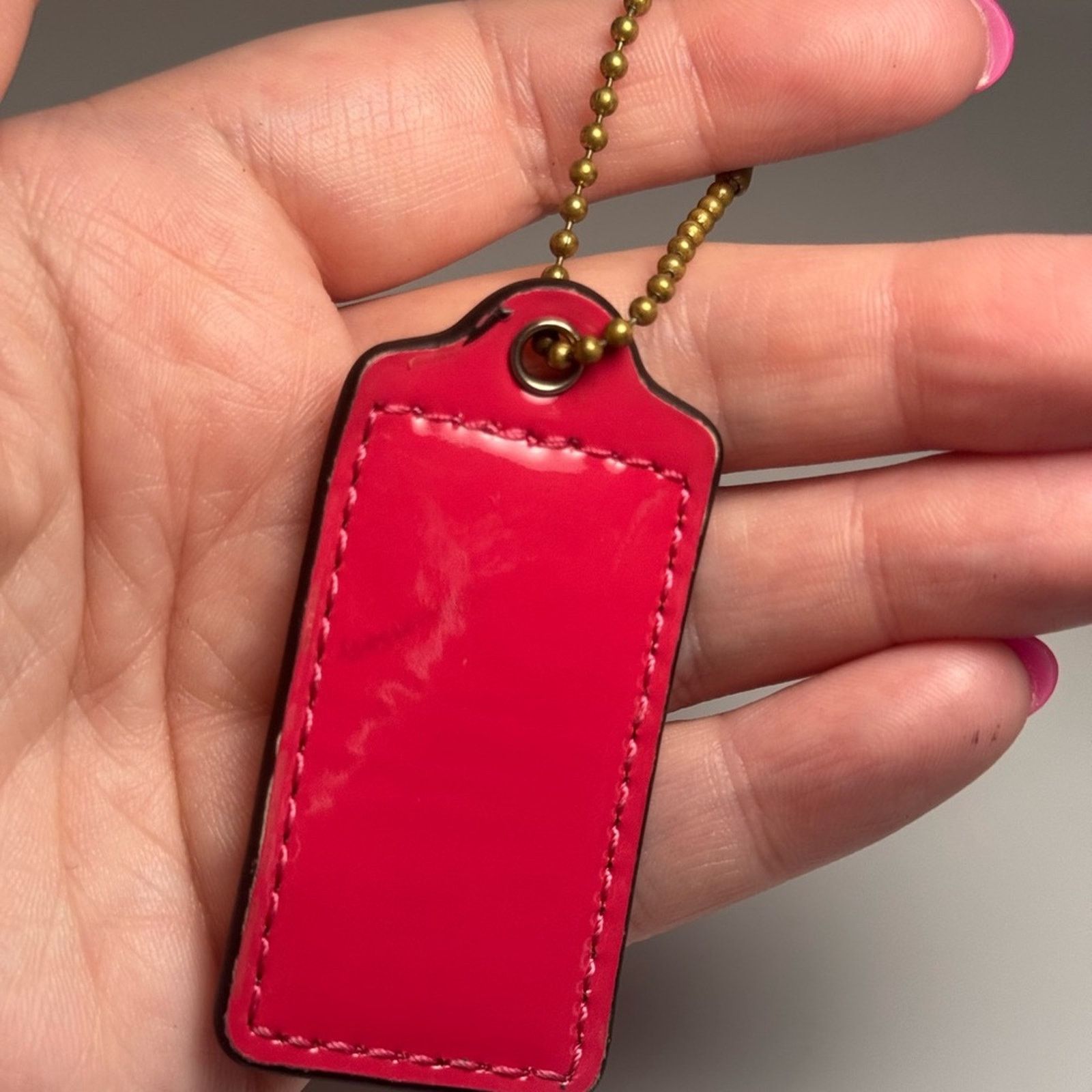 Coach Coach Hot Pink Leather Hang Tag Bag Charm w/Ball Chain Size ONE SIZE - 2 Thumbnail