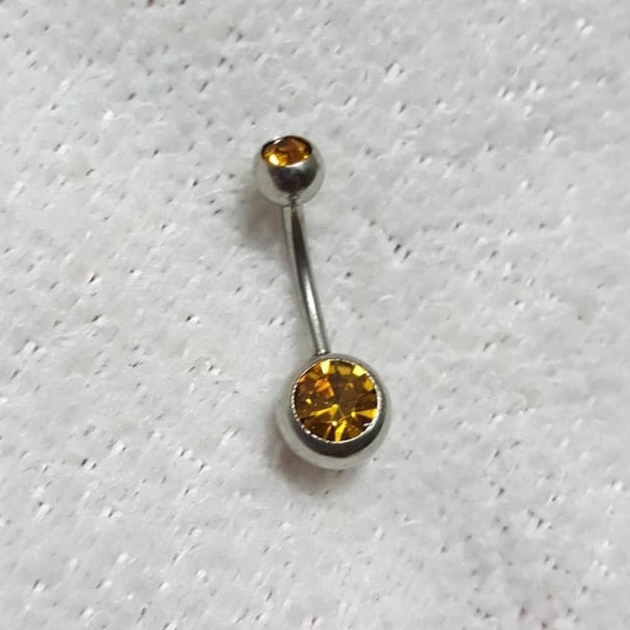 Vintage Silver Double Crystals Barbell Navel Belly Button Ring Size ONE SIZE - 1 Thumbnail