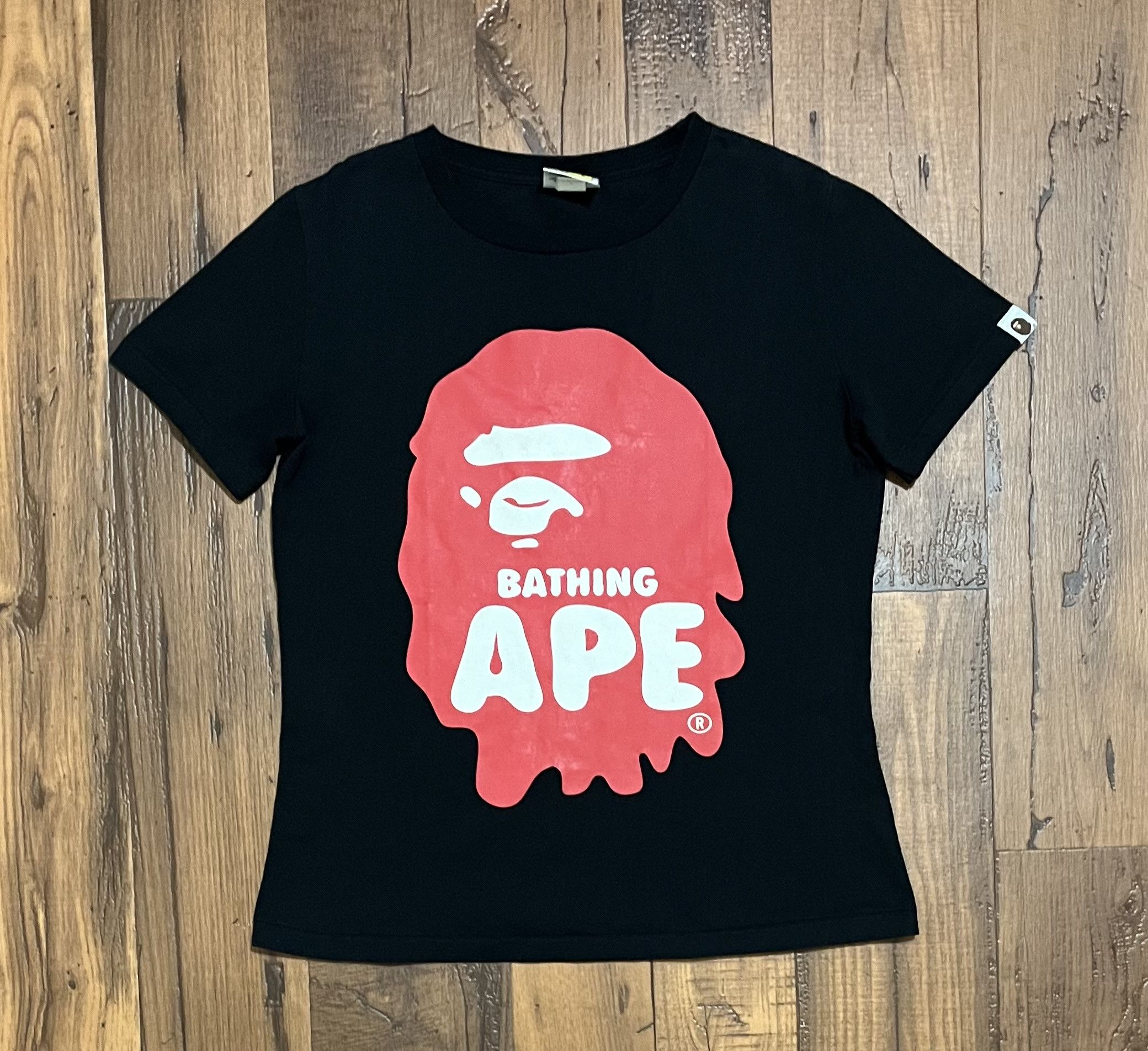 Bape red logo tee shirt