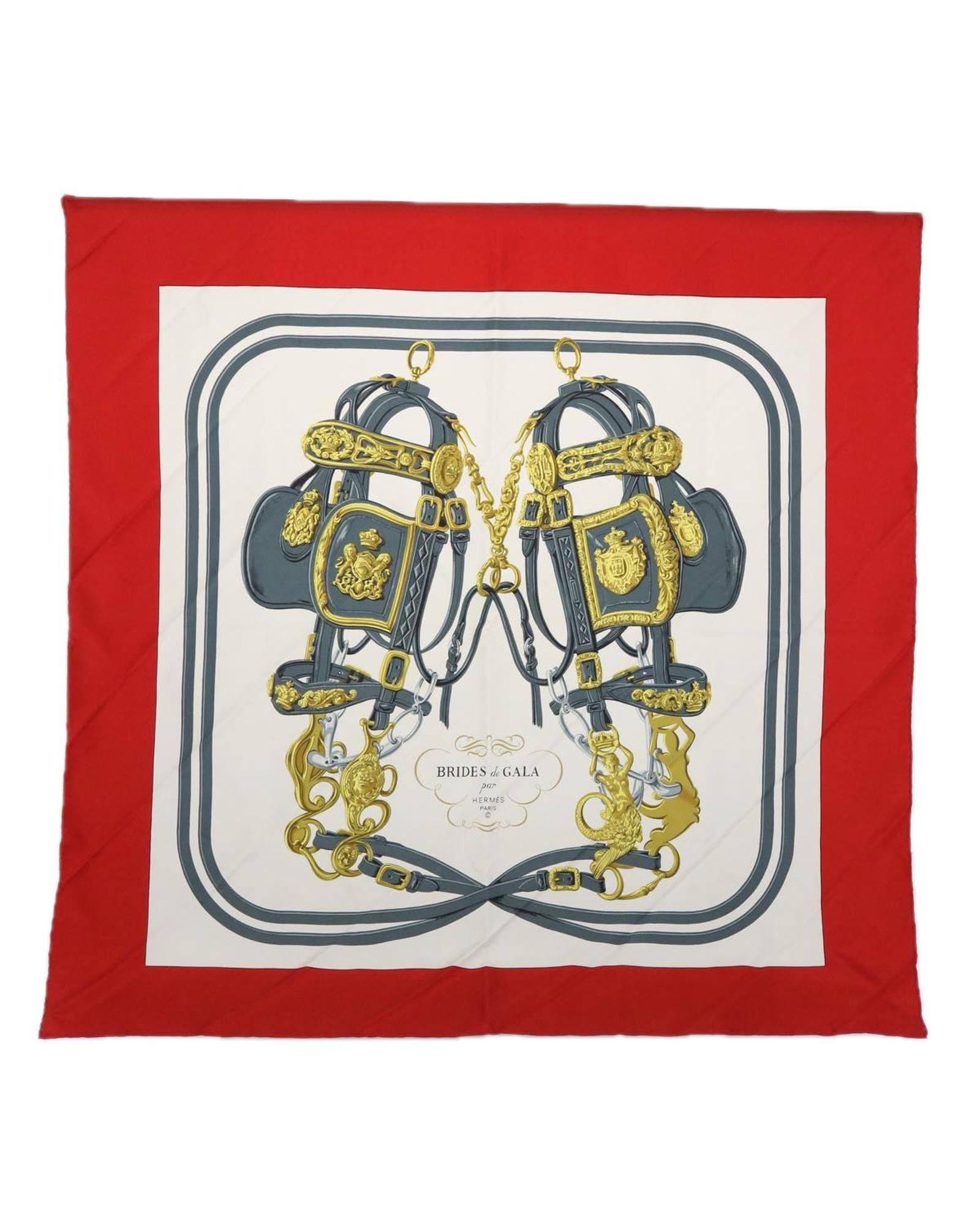 image of Hermes Elegant Red Silk Scarf, Women's