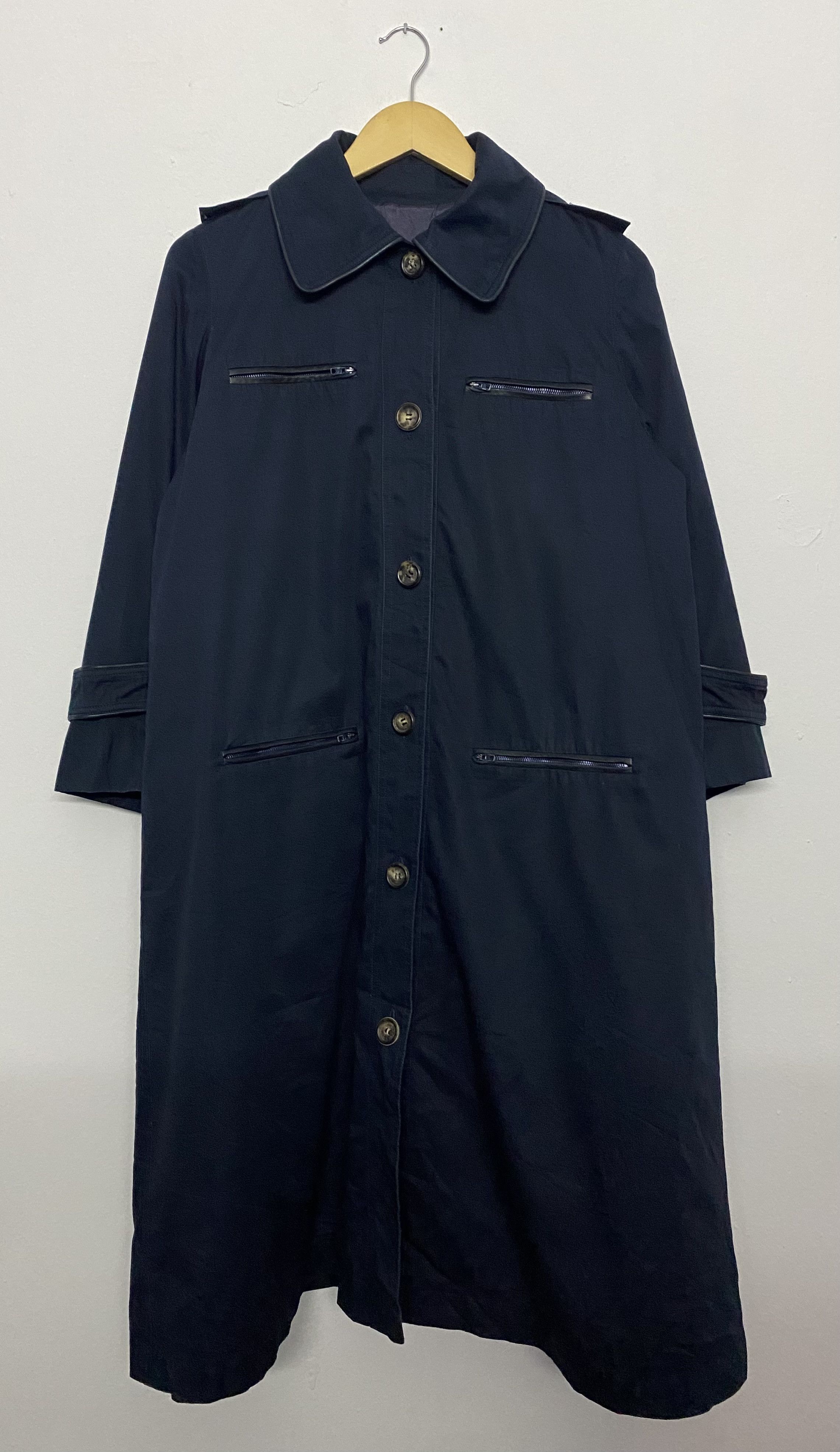 Celine Vintage Celine Trench Coat Dark Navy Long Button Up Jacket Size M / US 6-8 / IT 42-44 - 2 Thumbnail
