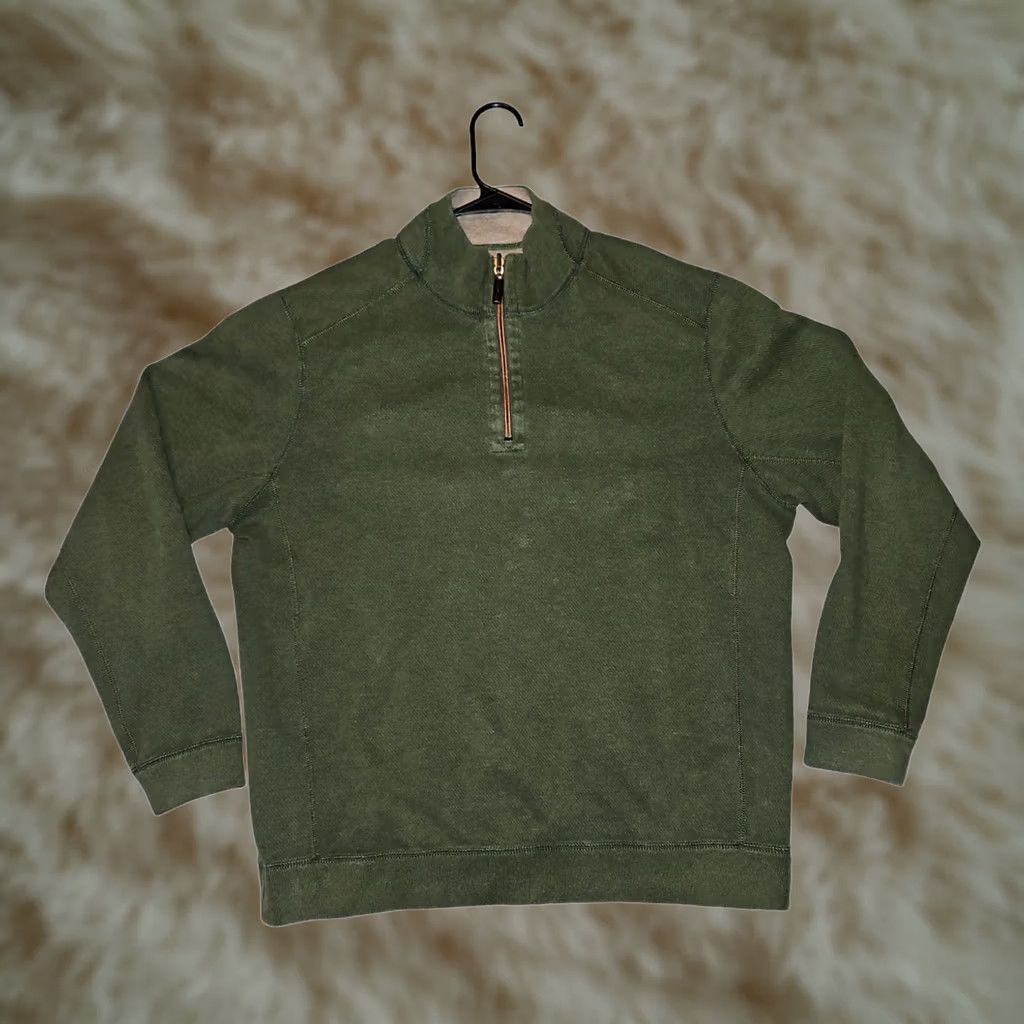 Tommy Bahama Tommy Bahama Pullover Mens L Green Zip Men Mock Neck Long Sleeve Casual Preppy Size US L / EU 52-54 / 3 - 1 Thumbnail