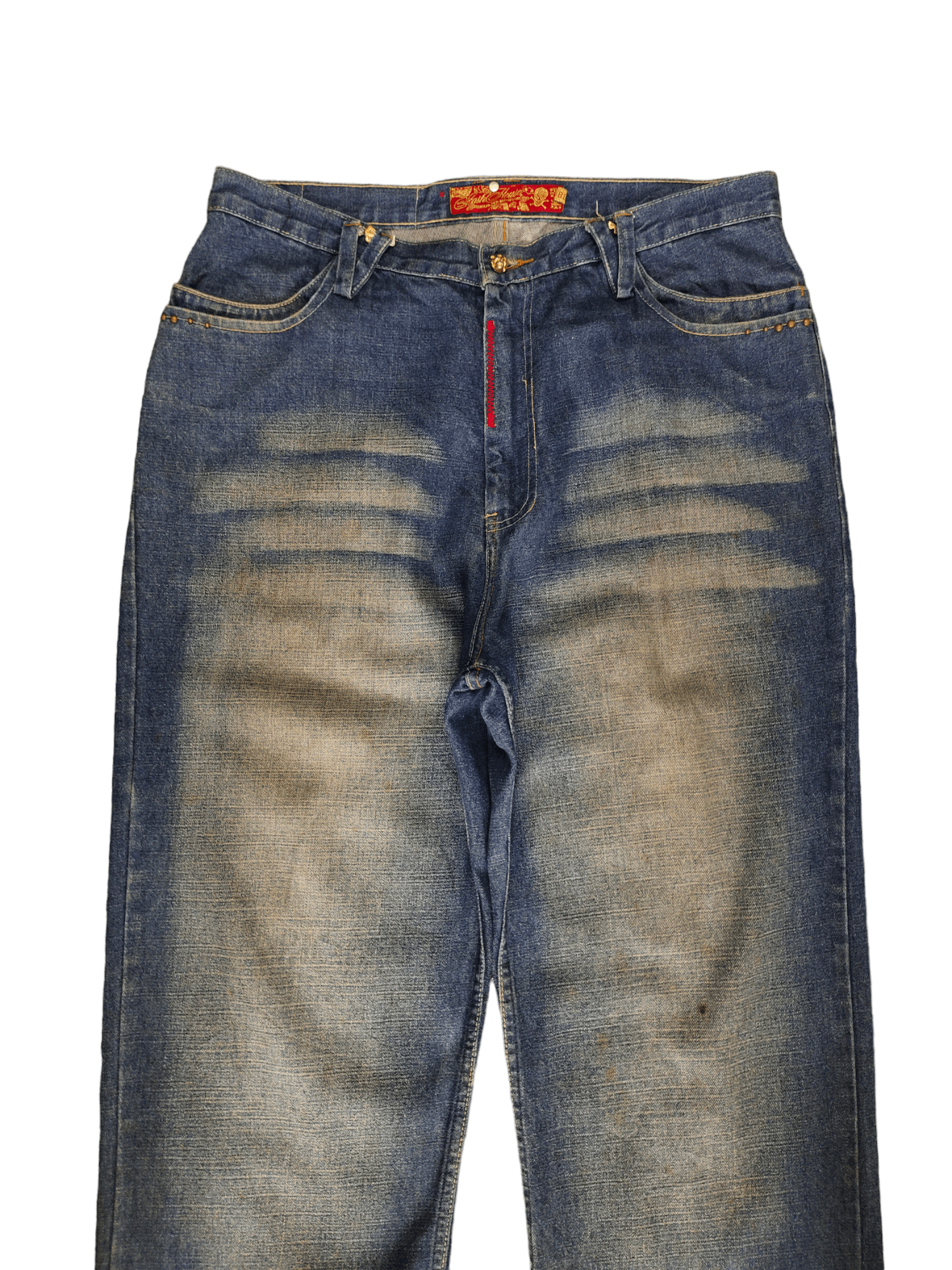 Kapital Stash House Skull Dollar Patch Denim Wide Leg Baggy Jeans Size US 37 - 10 Thumbnail