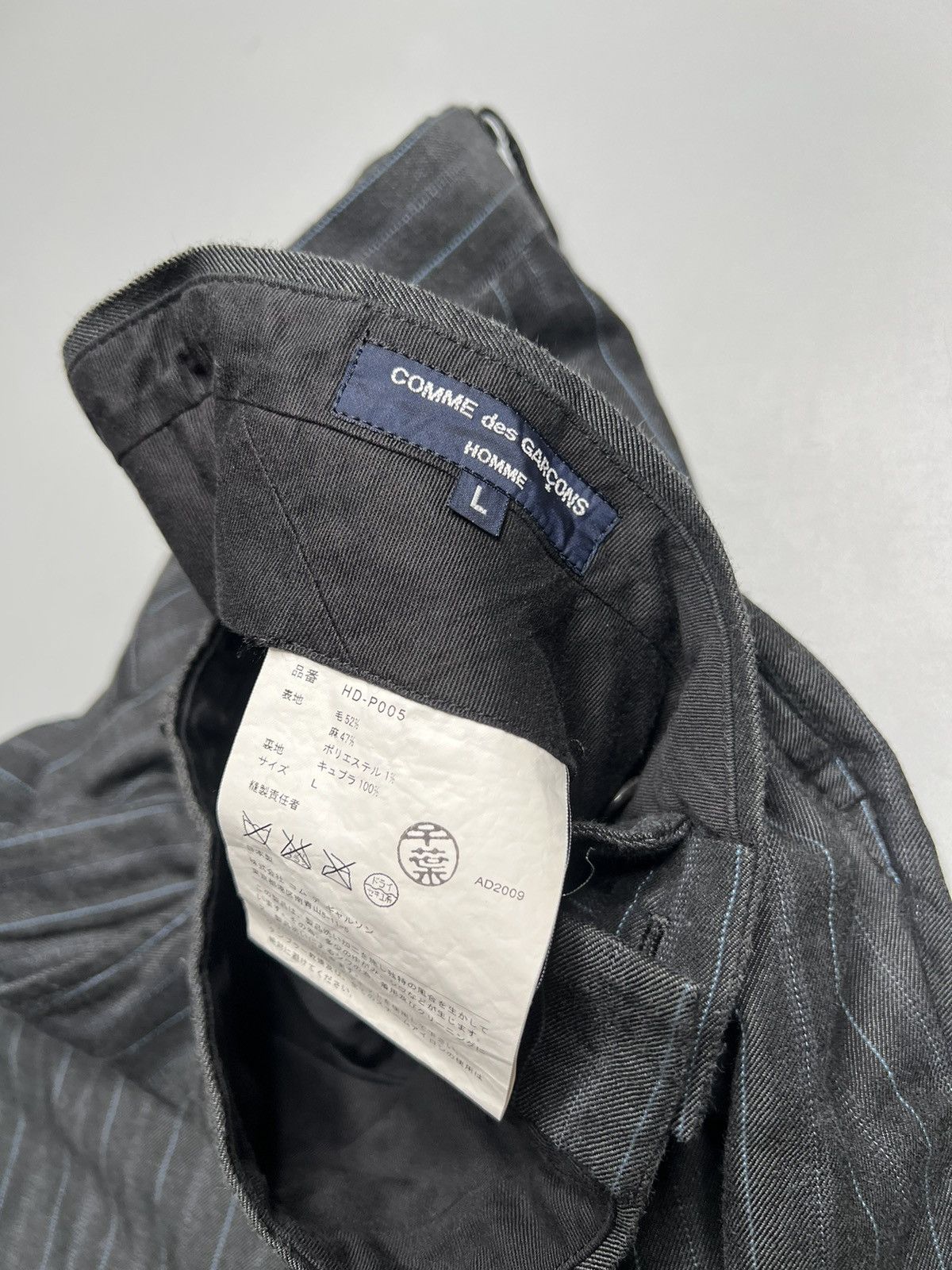Comme des Garcons Homme CDG homme Pinstripe Fold Hem Wool Trouser Size US 32 / EU 48 - 8 Thumbnail