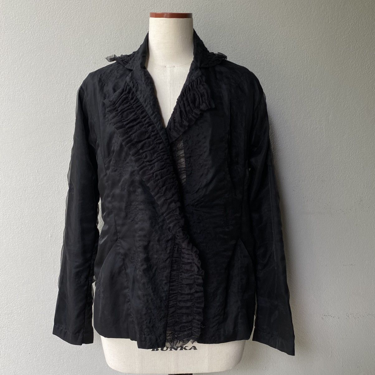 Issey Miyake Haat Black Snowflake Twins Sheer Lace Blouse Size L / US 10 / IT 46 - 14 Thumbnail