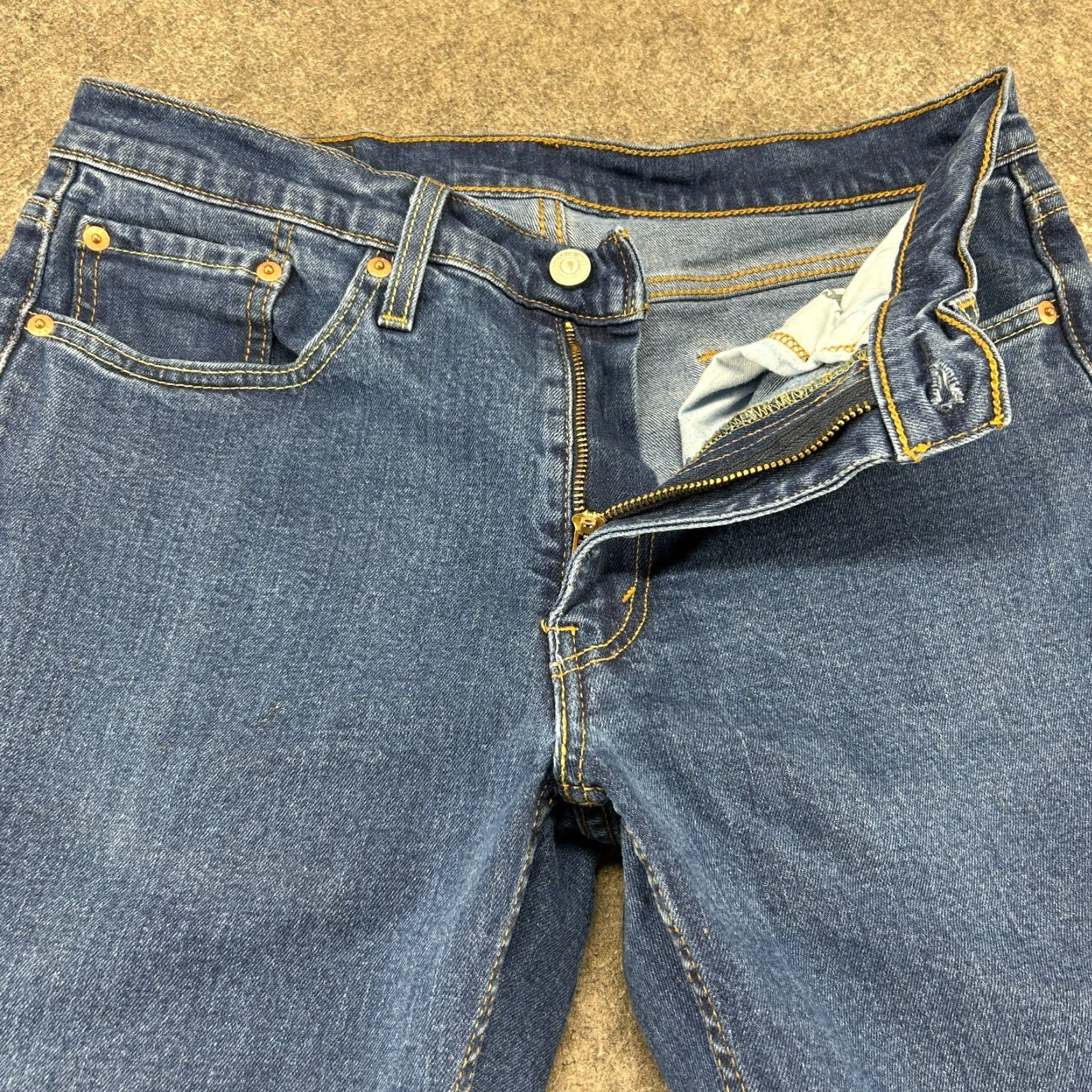 Levi's Levi's 514 Jeans Mens 32x32 Blue Slim Straight Leg Medium Wash Stretch Fabric Denim Cotton Size US 32 / EU 48 - 2 Thumbnail