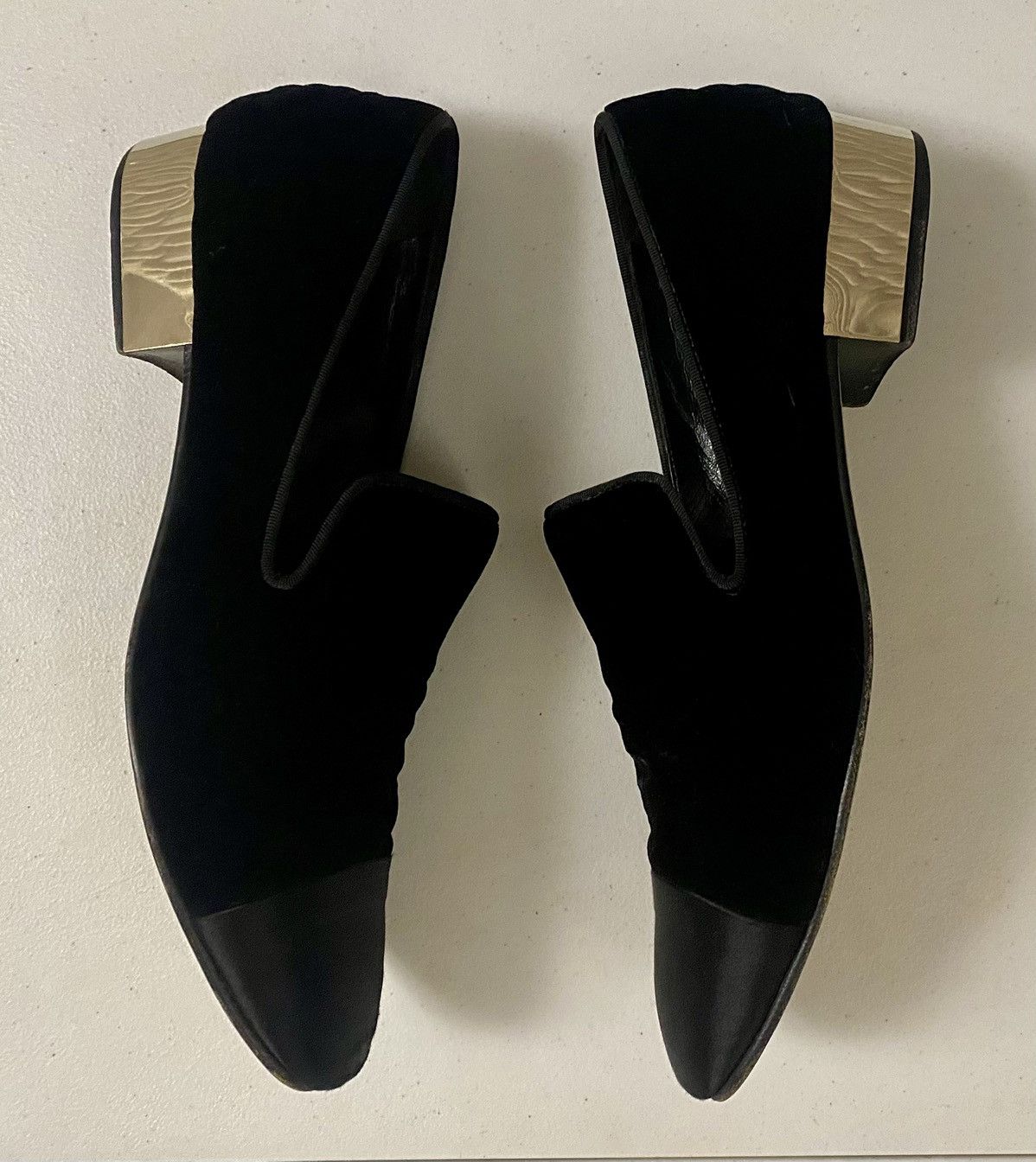 Giambattista Valli Giambattista Valli Black Velvet, Silk Mirrored Heel Loafer Size US 10 / IT 40 - 5 Thumbnail