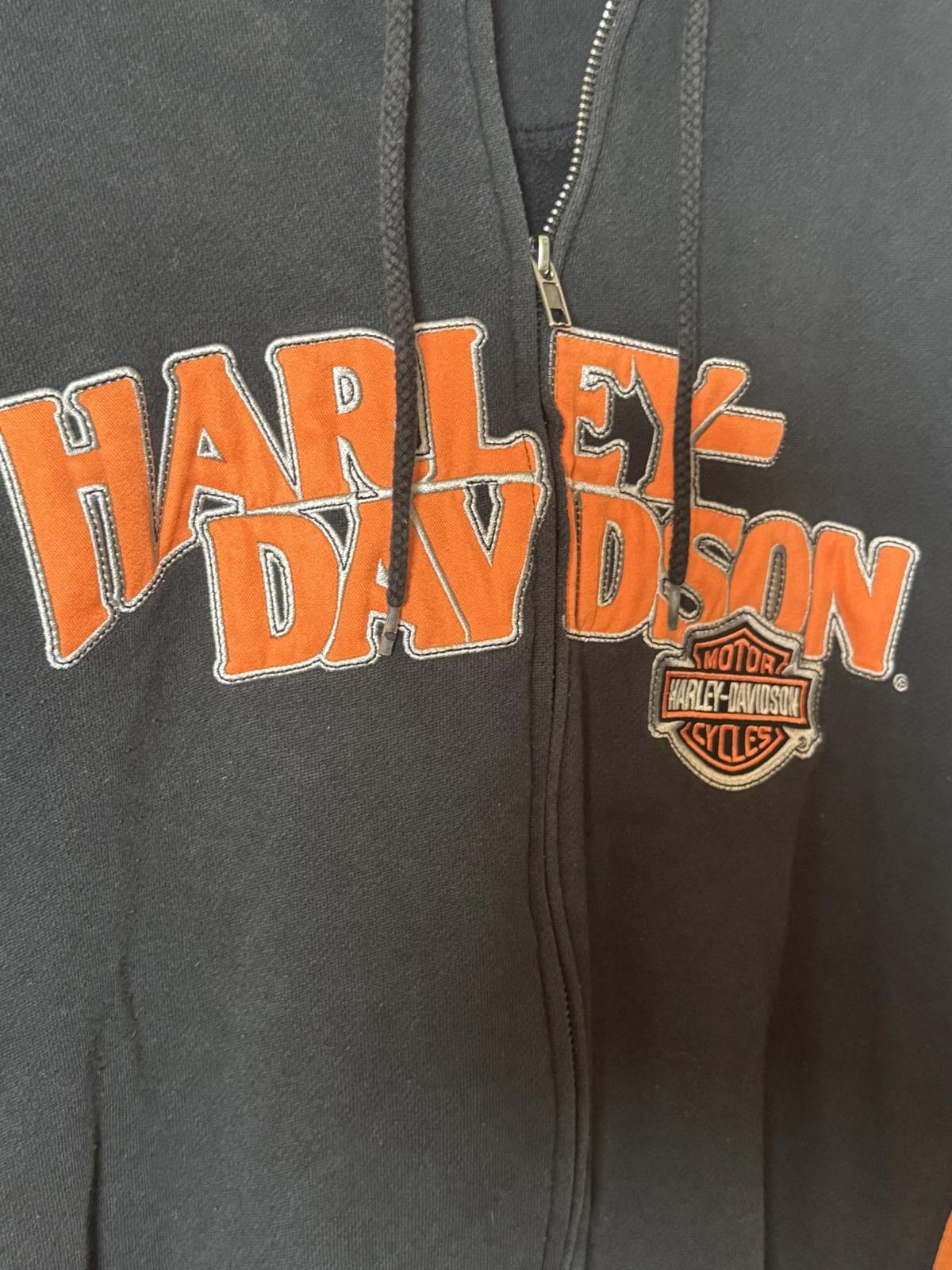 Harley Davidson Vintage 2005 Harley-Davidson Black and Orange Zip-Up Size ONE SIZE - 2 Thumbnail