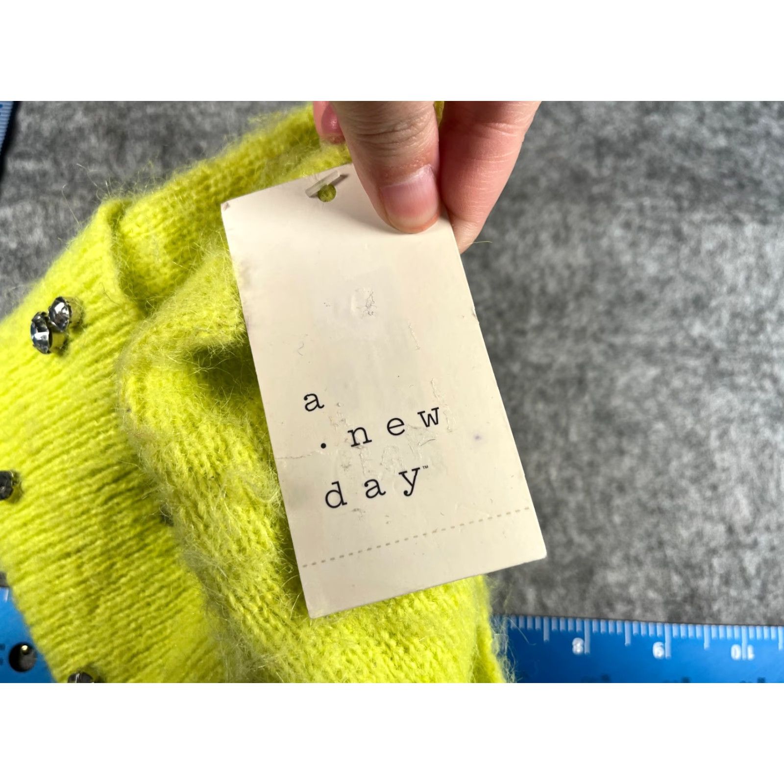 Vintage A New Day Beanie Toque Women's One Size Neon Green Knit Rhinestone Polyester NEW Size ONE SIZE - 4 Thumbnail