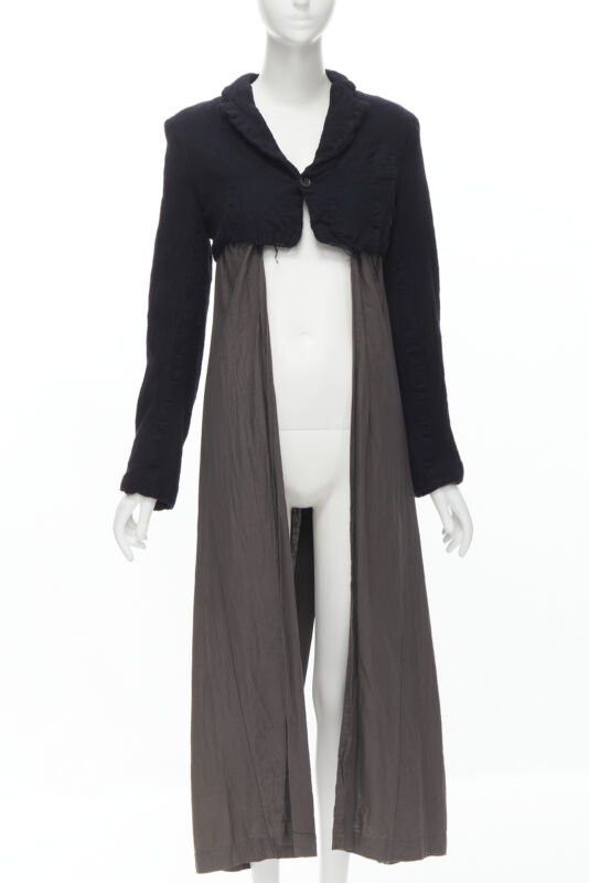 Comme des Garcons vintage COMME DES GARCONS 1994 black shrunken boiled wool grey duster coat M Size M / US 6-8 / IT 42-44 - 1 Thumbnail