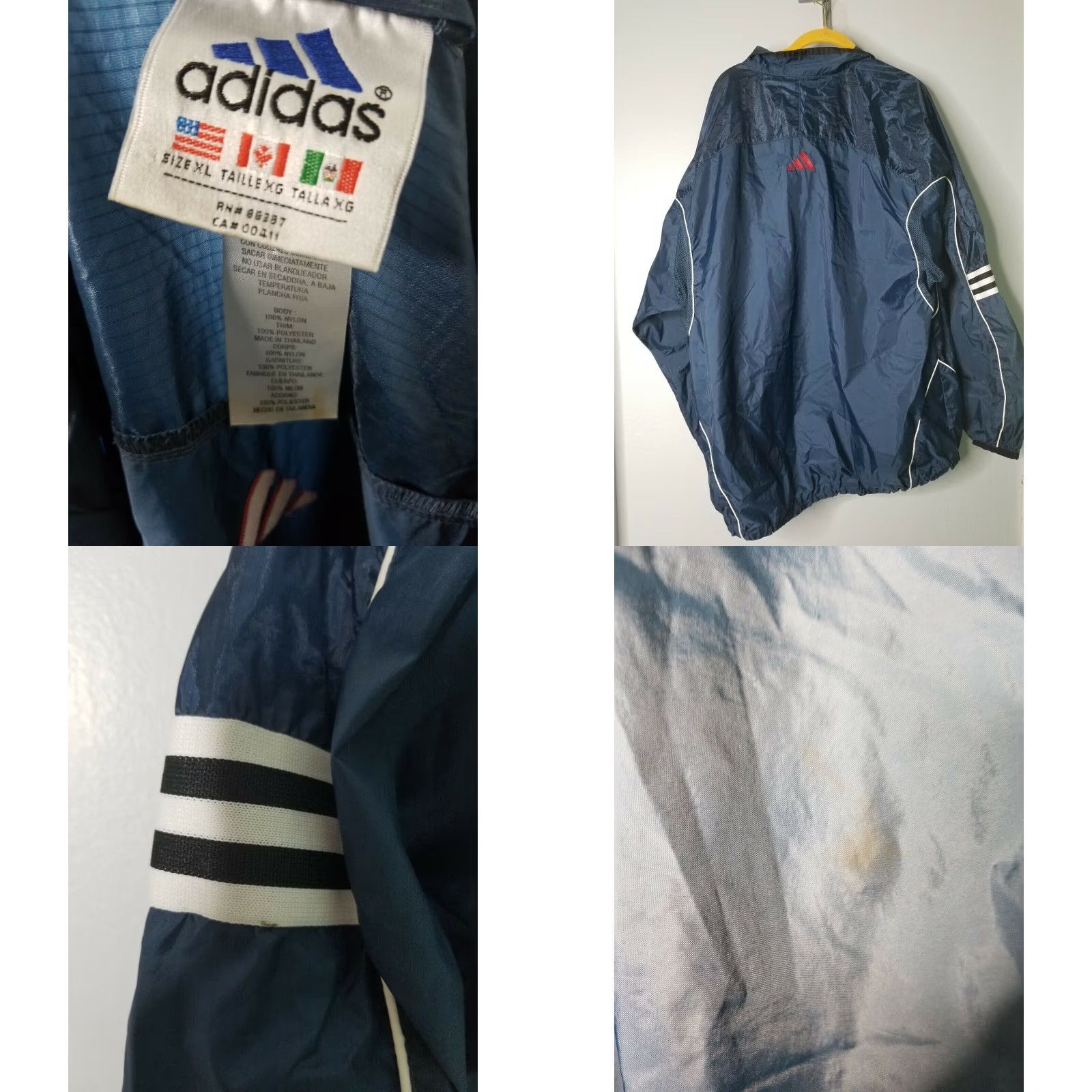 Adidas VINTAGE 90s Adidas Navy Blue Logo Windbreaker Jacket XL Big Pocket Mens Size US XL / EU 56 / 4 - 2 Thumbnail