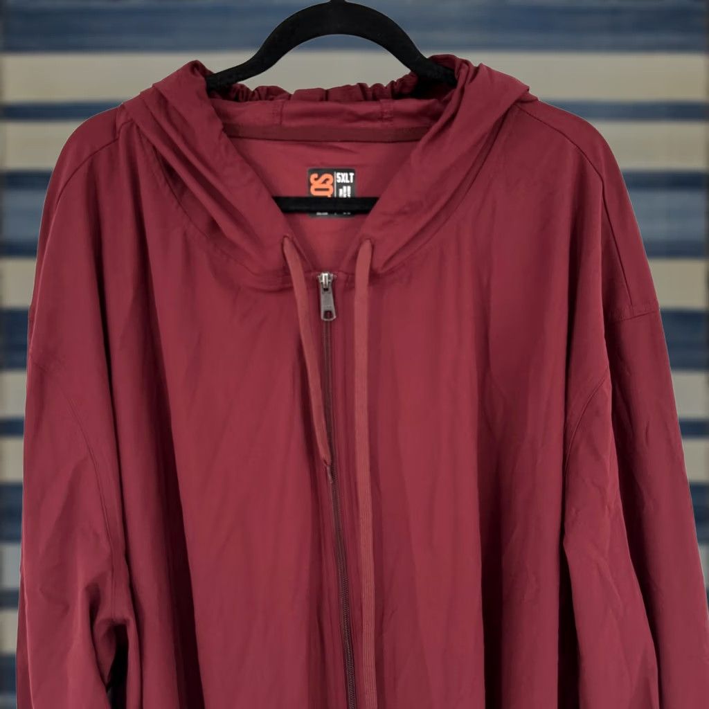 Vintage DXL Society of One Mens Burgundy Full Zip Hooded Longline Jacket 5XLT Size US XXL / EU 58 / 5 - 1 Thumbnail
