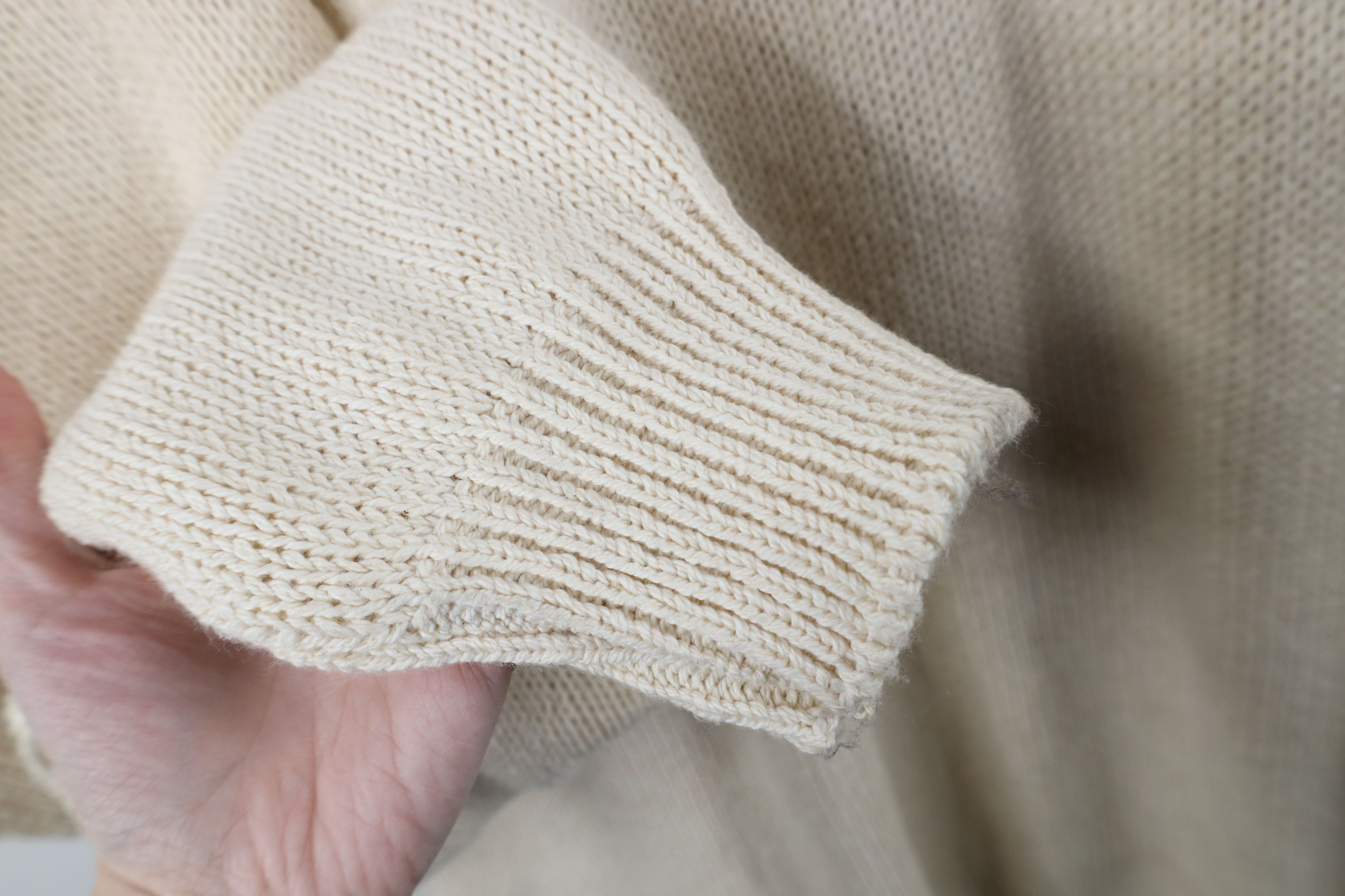 Vintage Vintage 90s Streetwear Ribbed Knit Henley Sweater Cream USA Size US XL / EU 56 / 4 - 8 Thumbnail