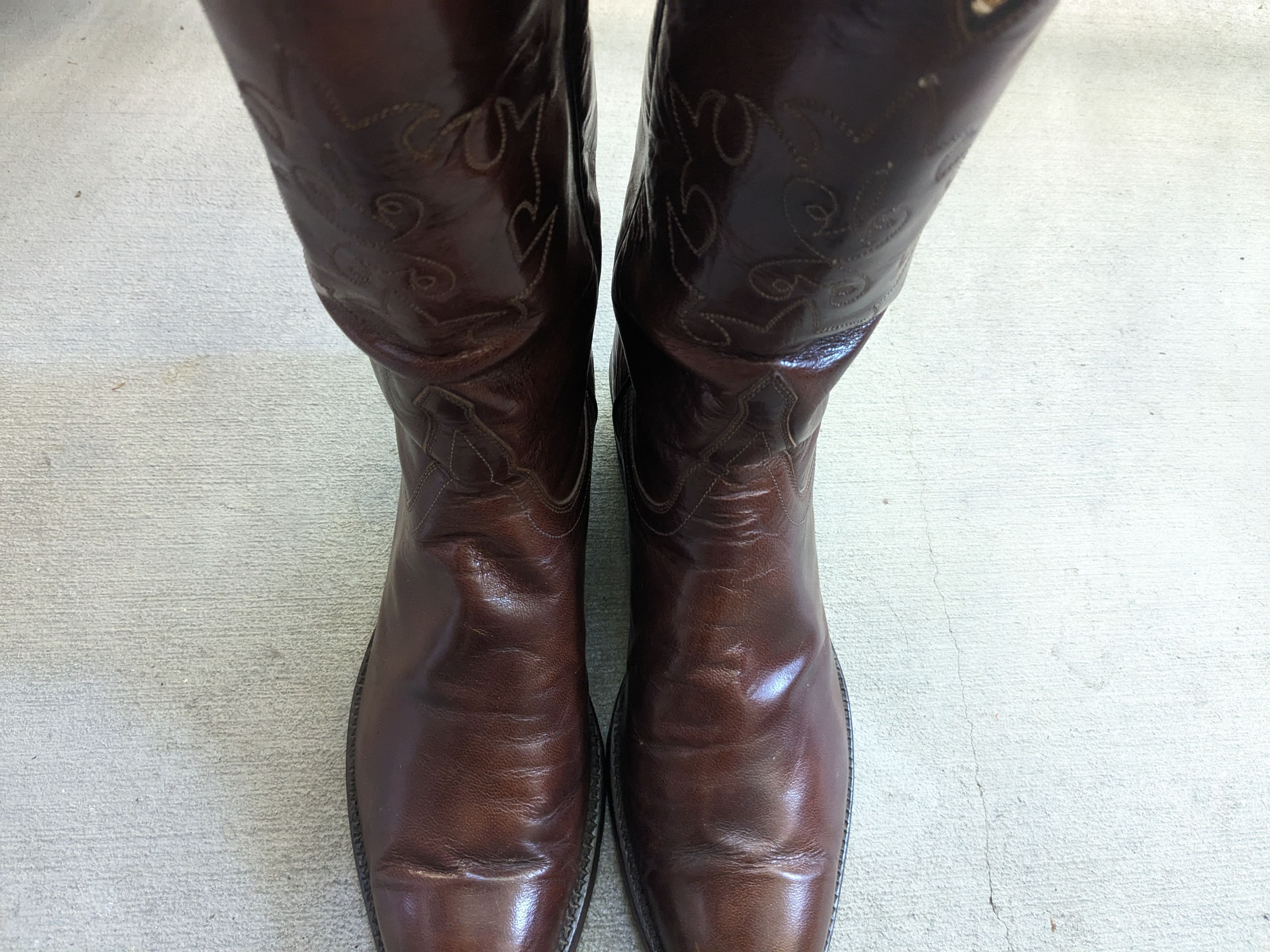 Genuine Leather Tom Taylor Cowboy Boots 9.5 Brown Leather USA Botas Size US 9.5 / EU 42-43 - 4 Thumbnail