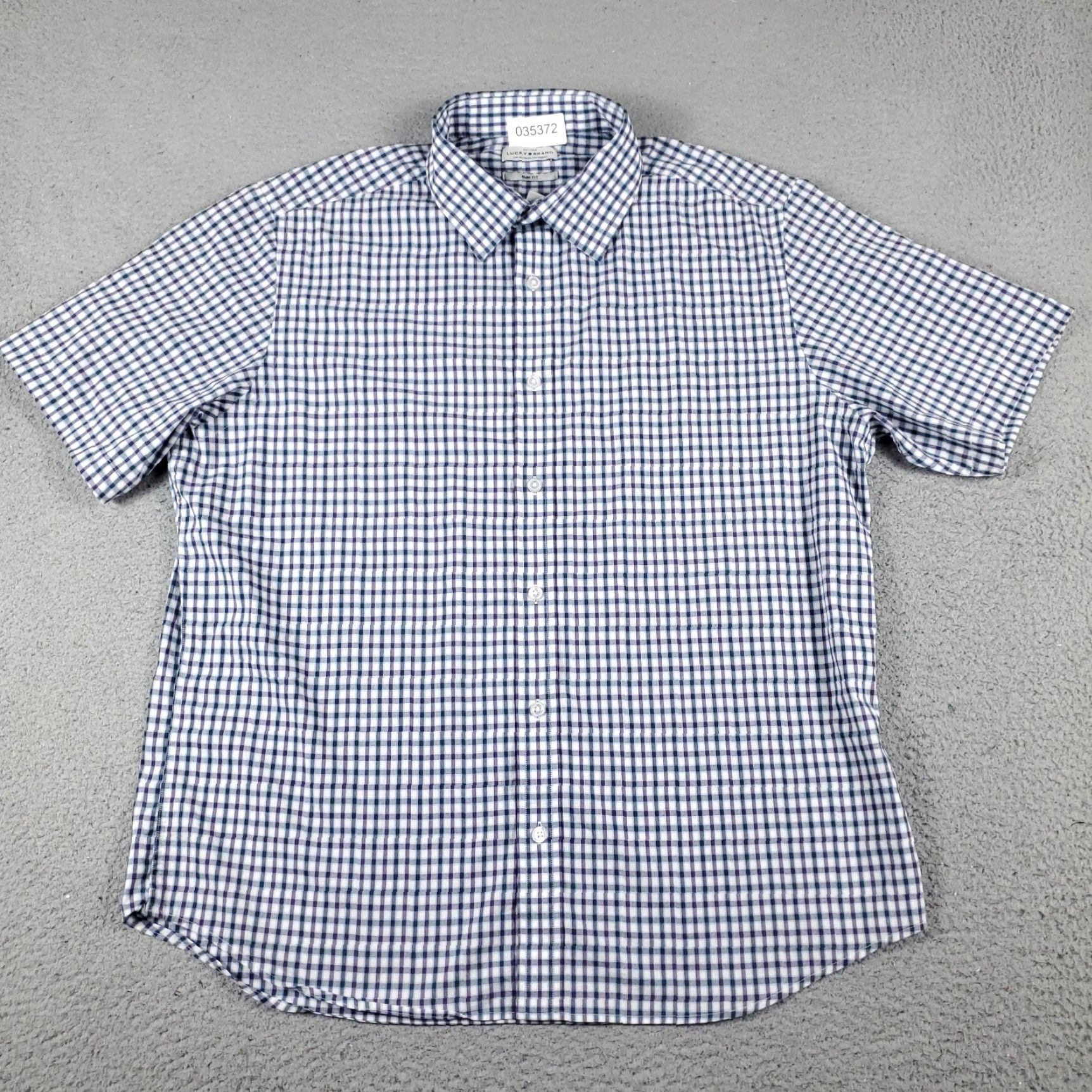Lucky Brand Lucky Brand Shirt Mens Large Blue Check Button-Up Short Sleeve Casual Cotton Blend Regular Size US L / EU 52-54 / 3 - 2 Thumbnail