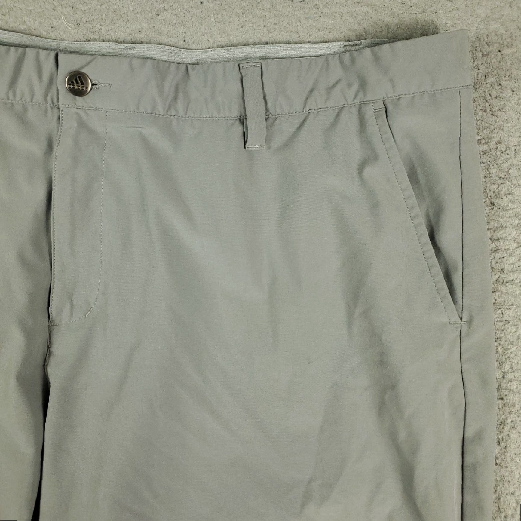 Adidas Adidas Shorts Mens 42 Gray Golf Casual Flat Front Chino Logo Pockets, Regular Fit, Polyester, ZIP, Solid, Size 42, Men Size US 42 / EU 58 - 3 Thumbnail