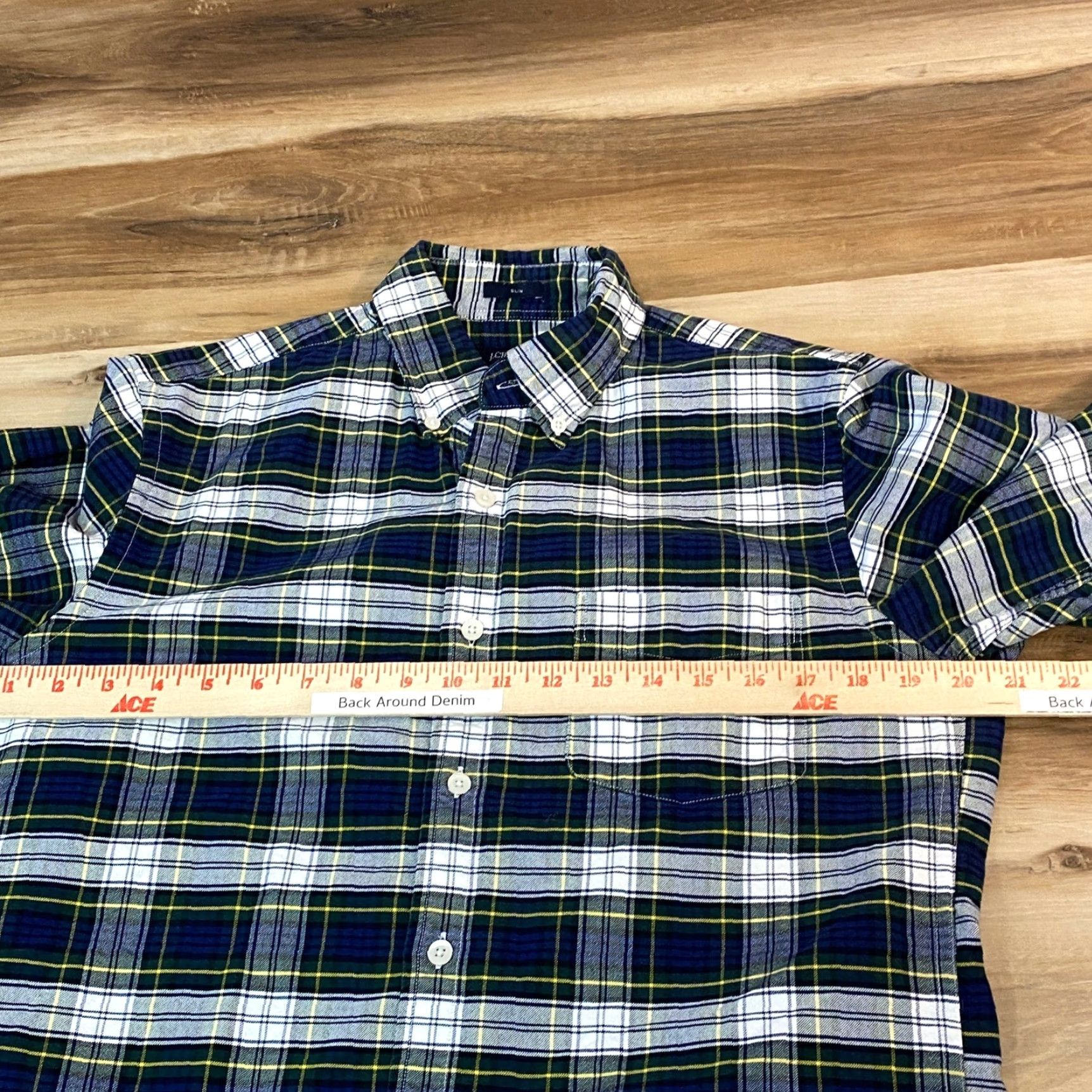 J.Crew J.Crew Slim Fit Oxford Shirt Mens Medium Plaid Button Down Navy Green Size US M / EU 48-50 / 2 - 6 Thumbnail