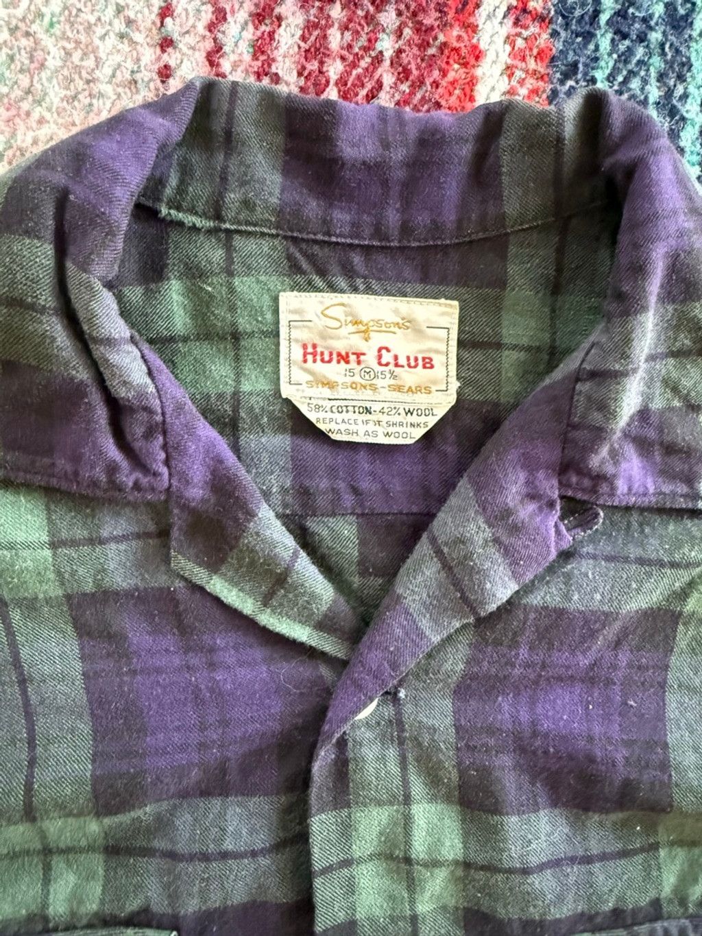 Sears 50s Sears Hunt Club Blue/Green Loop Collar Wool Workshirt M Size US M / EU 48-50 / 2 - 5 Thumbnail