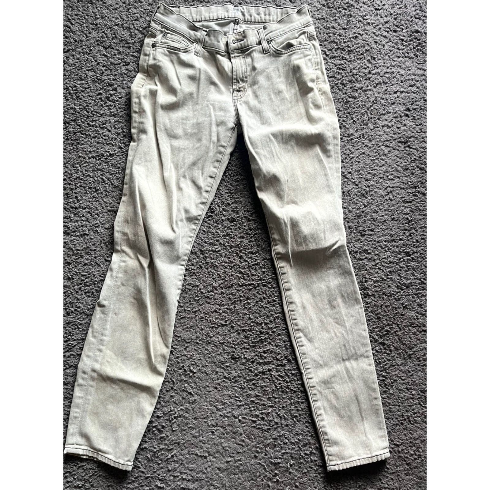 7 For All Mankind 7 For All Mankind pants Women 27 The Skinny Low Rise Gray Solid Size 27" / US 4 / IT 40 - 3 Thumbnail