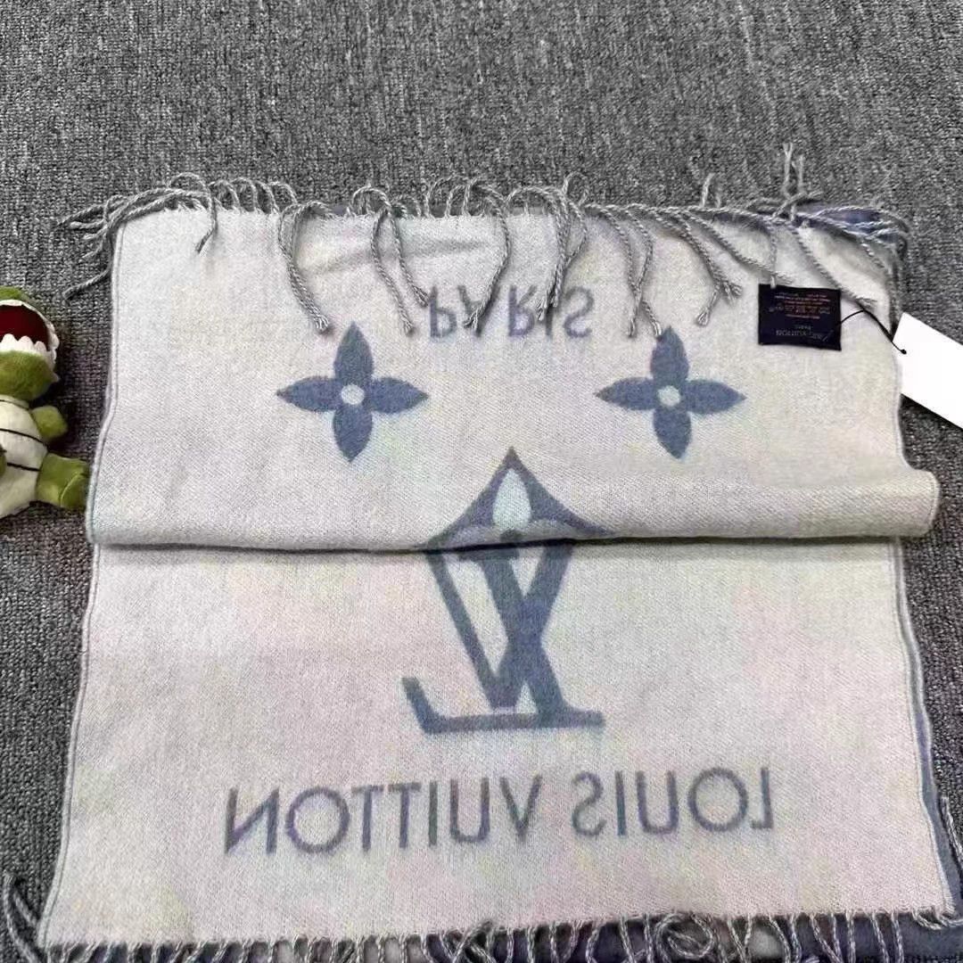 Louis Vuitton LV new blue cashmere scarf Size ONE SIZE - 2 Thumbnail