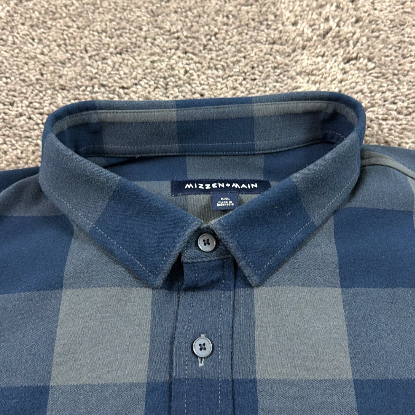 Mizzen+Main Mizzen+Main Shirt Mens M Blue Plaid Long Sleeve Casual Pockets Stretch Button-Up Size US M / EU 48-50 / 2 - 4 Thumbnail