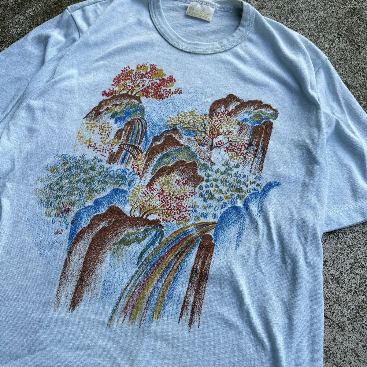 Vintage 70s Sears Waterfall Print Art Tee RRL Bode ERD ERL Size US M / EU 48-50 / 2 - 7 Thumbnail