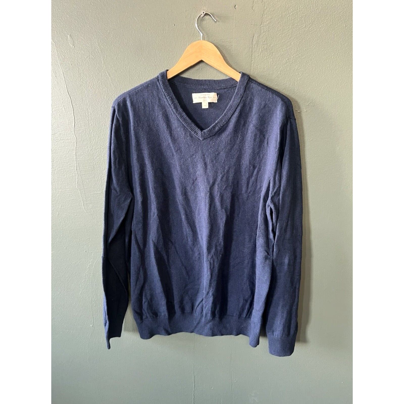 Vintage Hawker Cashmere Cotton V-Neck Sweater Blue Men’s XL Pullover Knit Lightweight Long Sleeve Size US XL / EU 56 / 4 - 2 Thumbnail