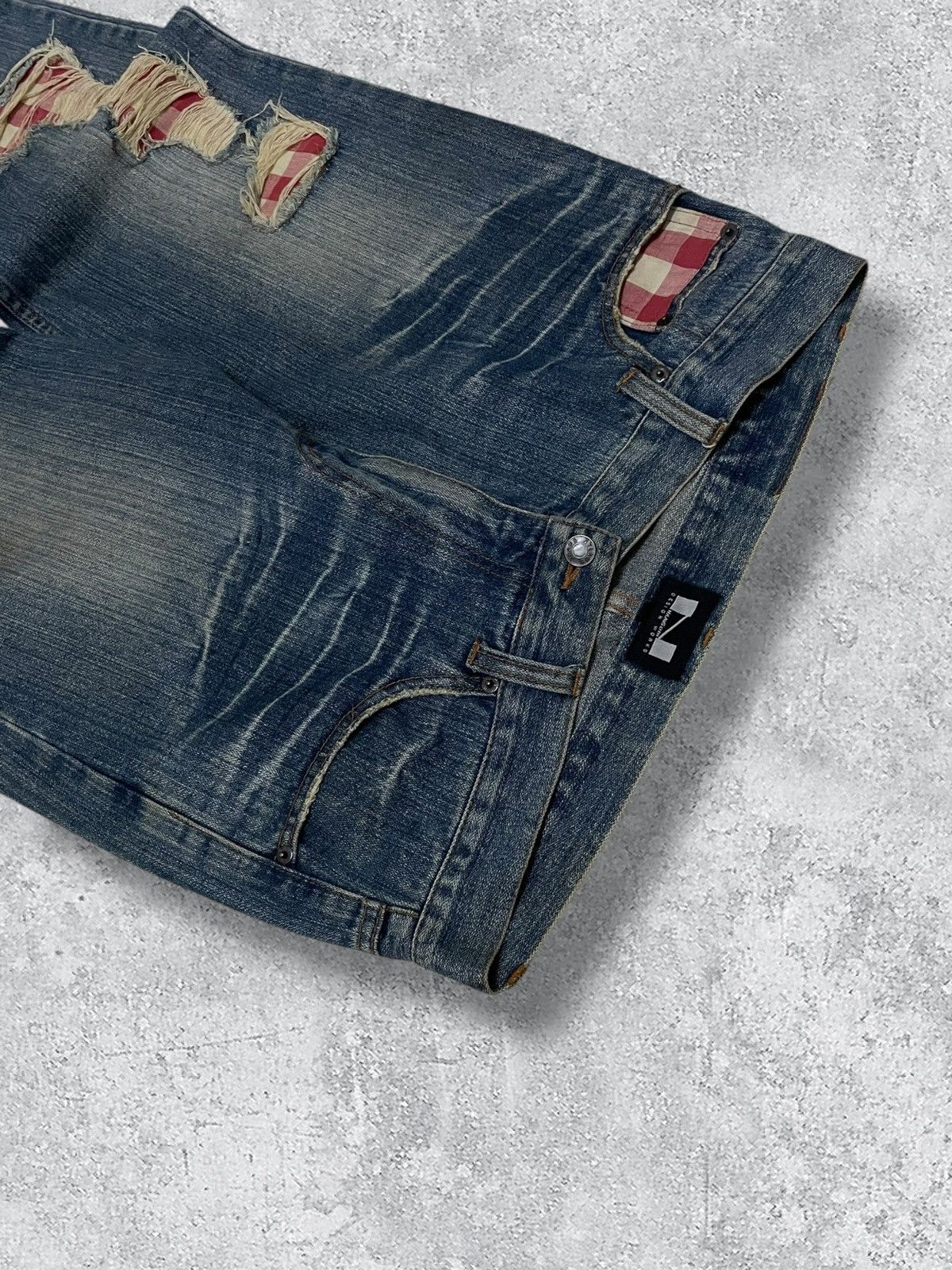 Japanese Brand Vintage Japan Designer 90’s Nylaus Grunge Patchwork Denim Size US 34 / EU 50 - 8 Thumbnail