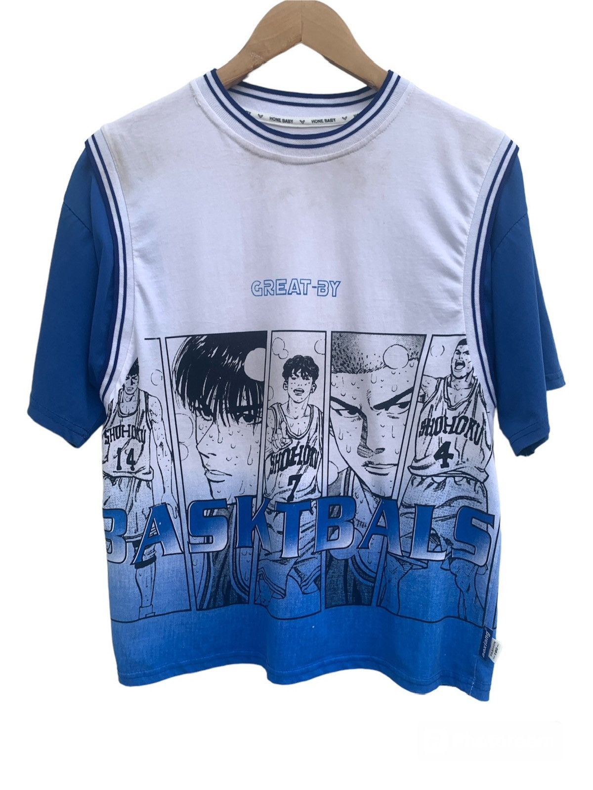 image of Cartoon Network x Vintage Slam Dunk Anime Wrap Around Manga T-Shirt in White, Men's (Size Medium)