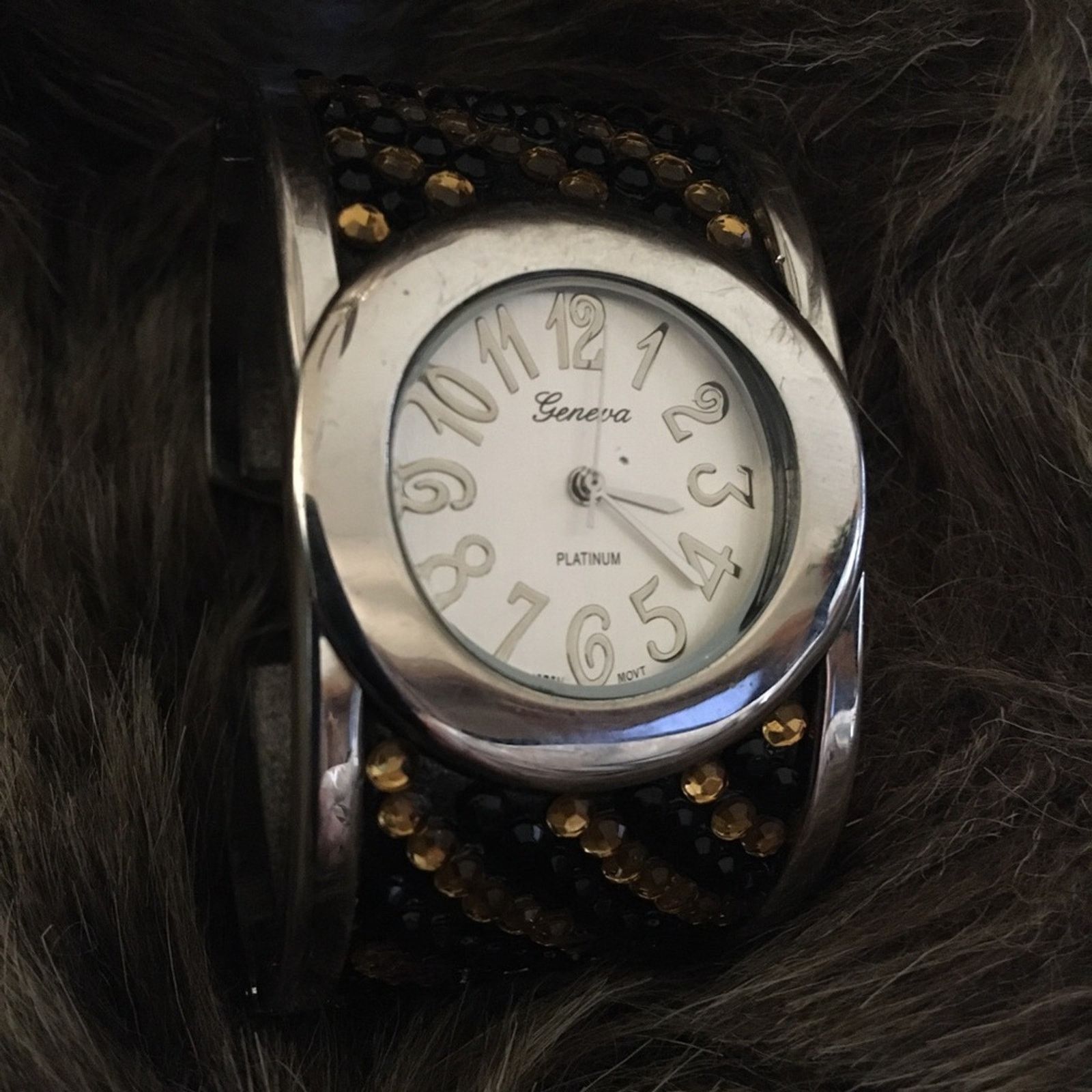 Jewelry Geneva Platinum black & gold rhinestone cuff watch Size ONE SIZE - 5 Thumbnail