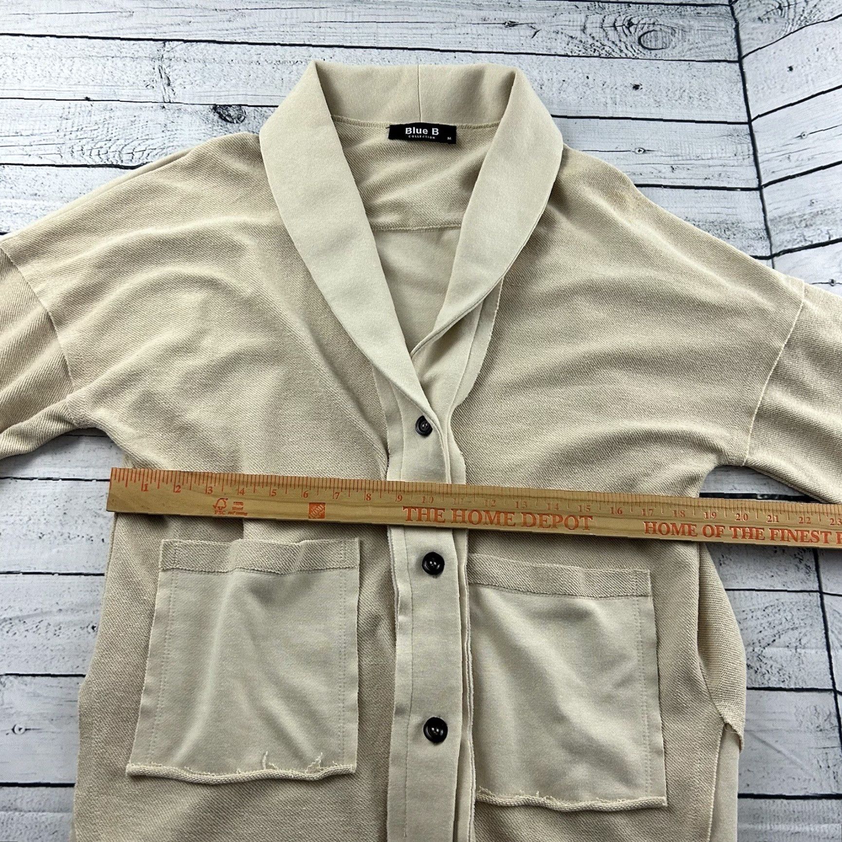Vintage Blue B Oversized Button Front Sweater Women's M Beige Cardigan Size M / US 6-8 / IT 42-44 - 4 Thumbnail