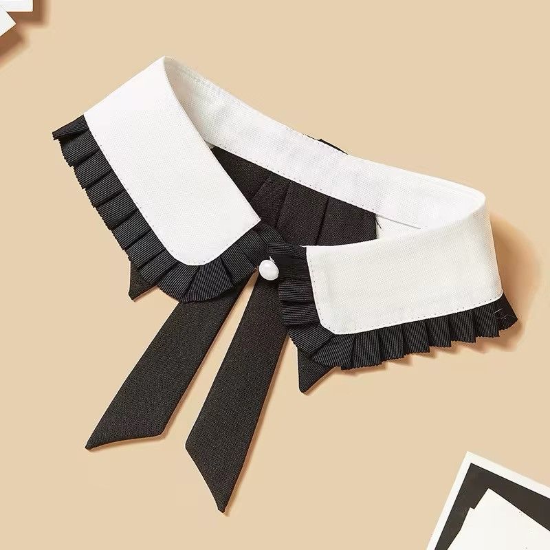 Japanese Brand × Leather White and Black Pleated Edge Bow Size ONE SIZE - 3 Thumbnail