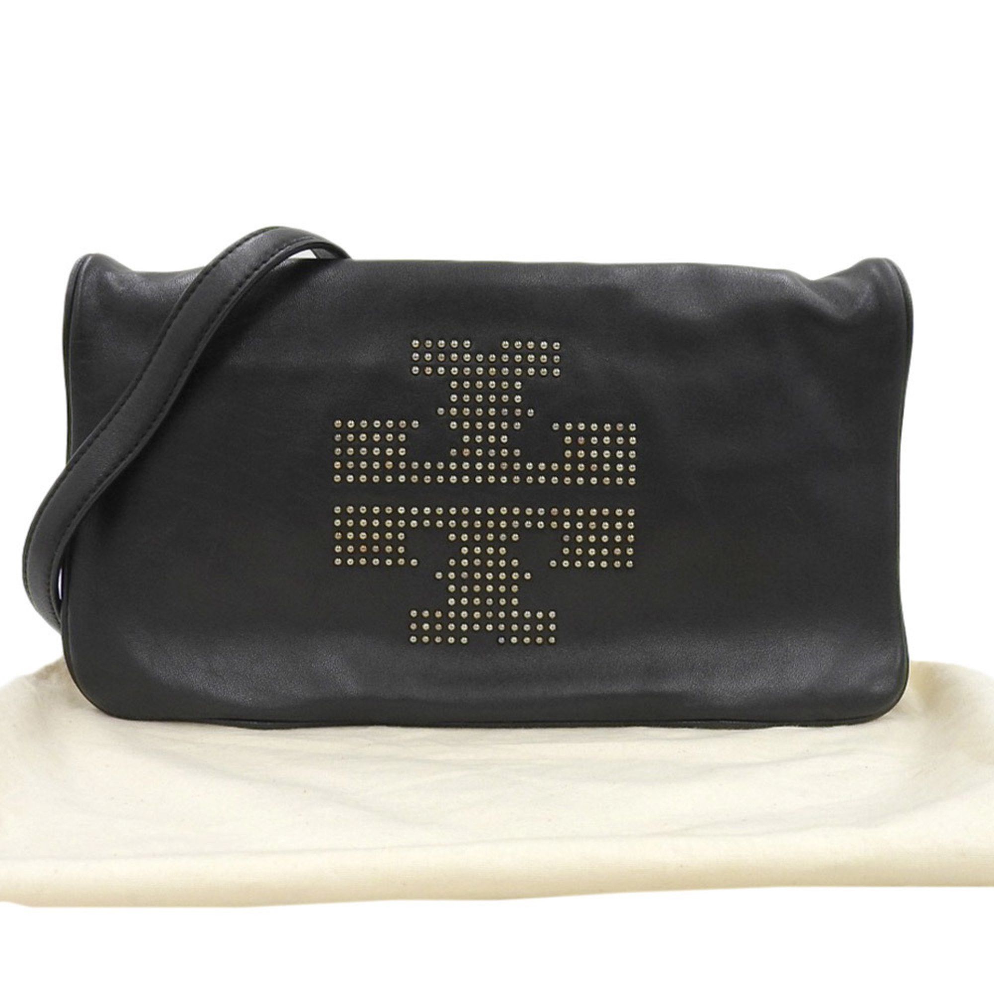 Tory Burch TORY BURCH Bag Shoulder Clutch Leather Black Size ONE SIZE - 1 Thumbnail