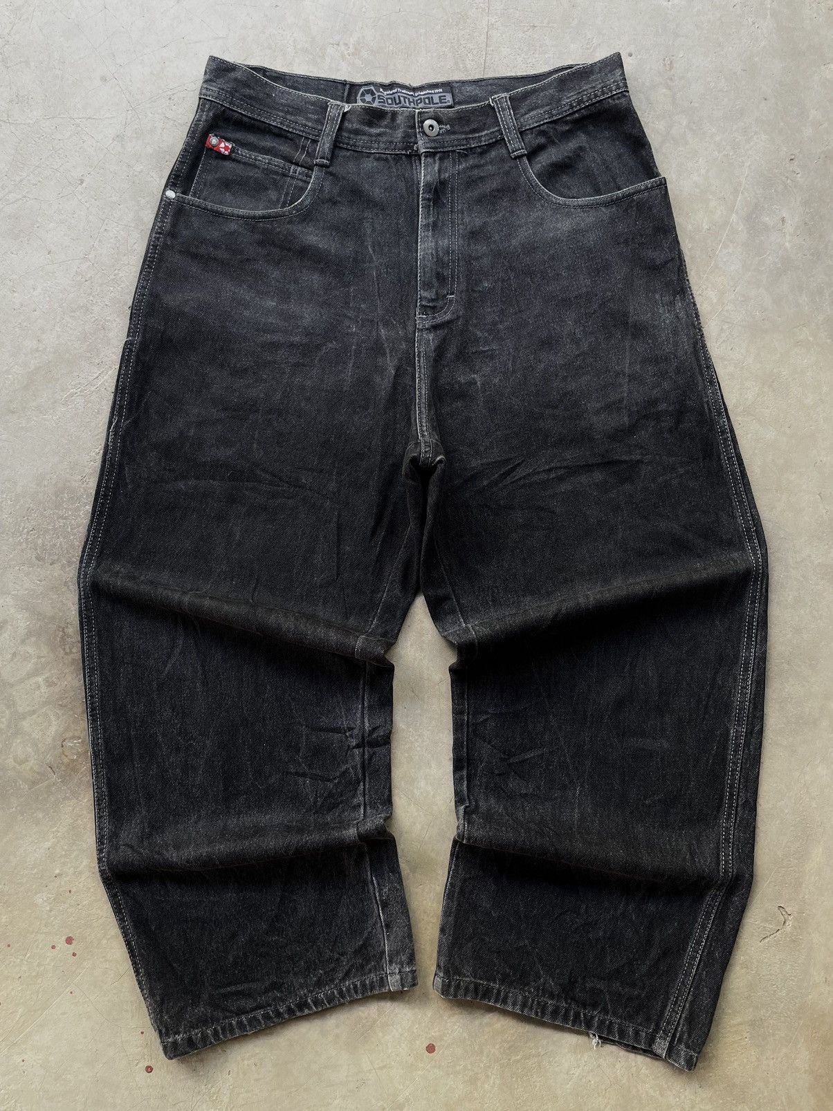 Southpole VINTAGE Y2K BAGGY SOUTHPOLE DISTRESSED HIPHOP SKATE JEANS Size US 35 - 2 Thumbnail