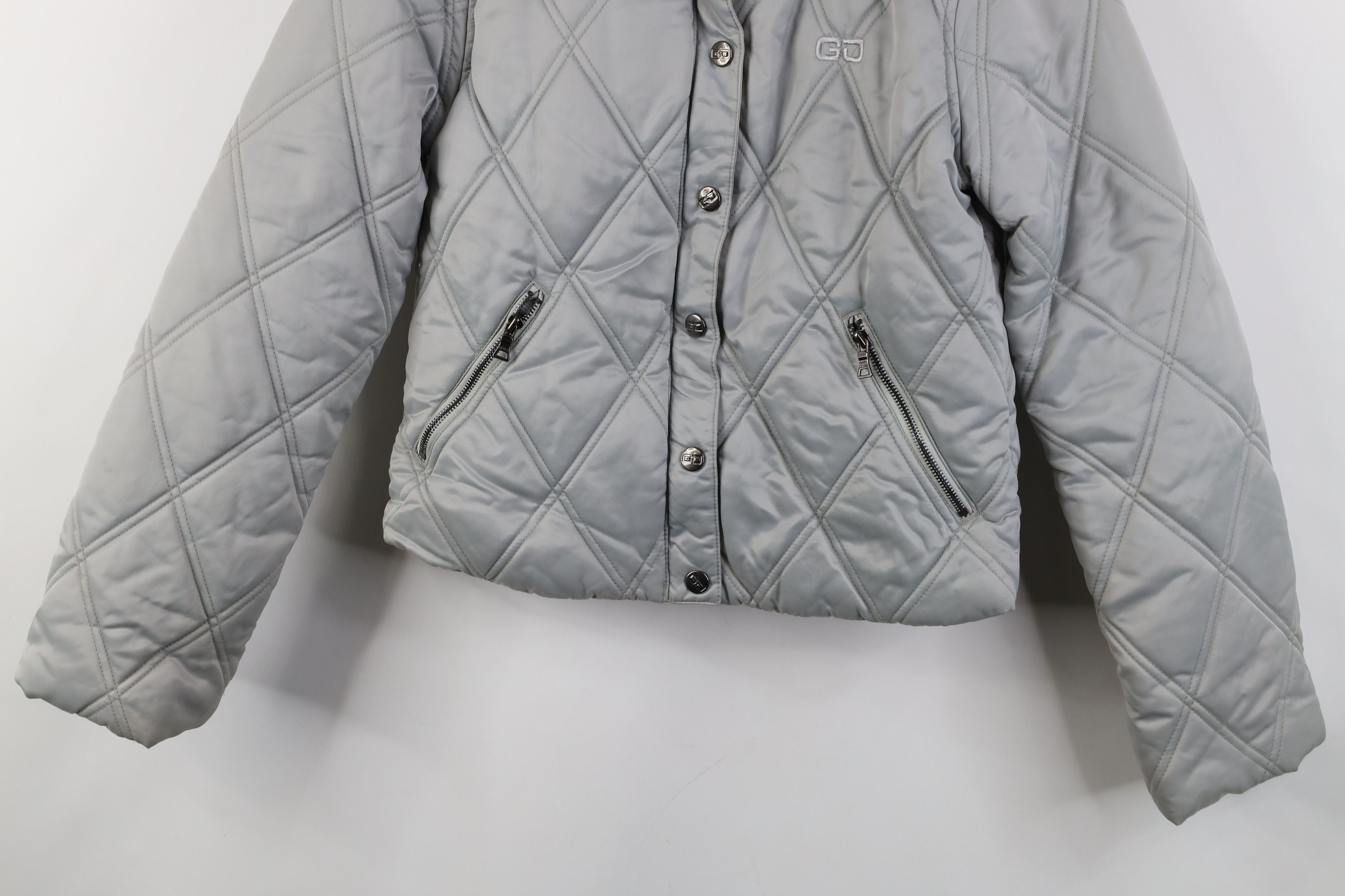 Guess Vintage 90s Y2K Guess Cropped Quilted Puffer Jacket Silver Size S / US 4 / IT 40 - 3 Thumbnail