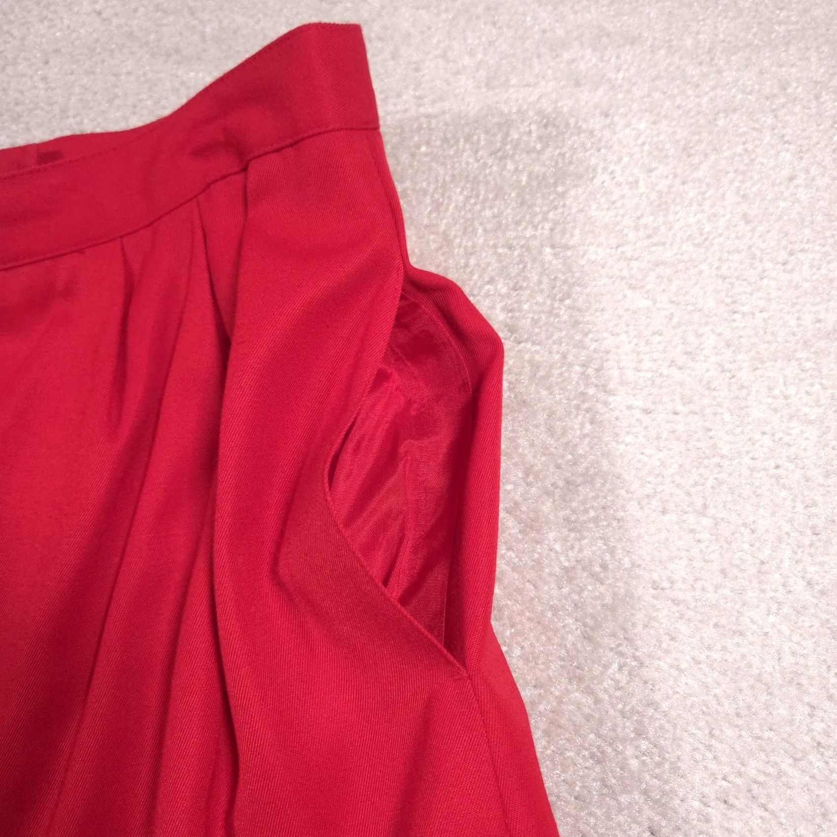 Worthington Worthington Skirt Womens 10 Red Pleated Lined Midi Pockets Slit Work Size 32" / US 10 / IT 46 - 4 Thumbnail