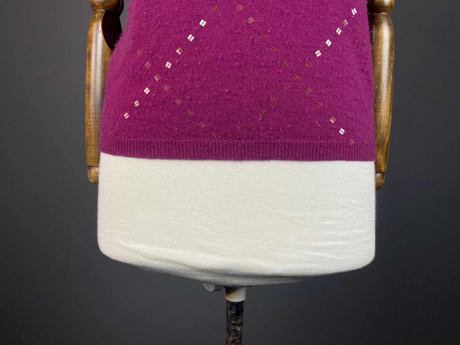 Designer Vintage Laura Ashley Pink Argyle Angora Sweater Vest Size M Size M / US 6-8 / IT 42-44 - 3 Thumbnail