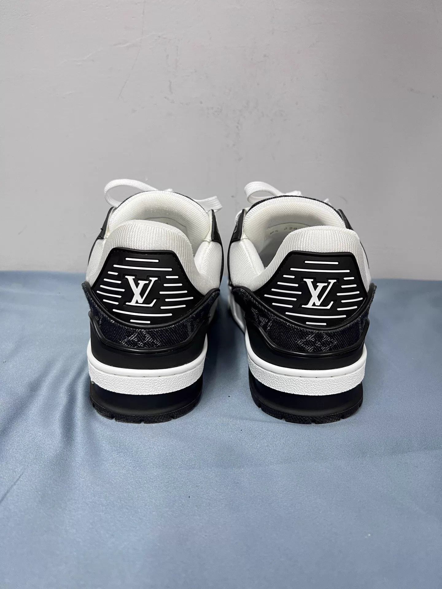 Louis Vuitton LV Black White Denim Panda Trainer 37 Size US 6.5 / IT 36.5 - 3 Thumbnail