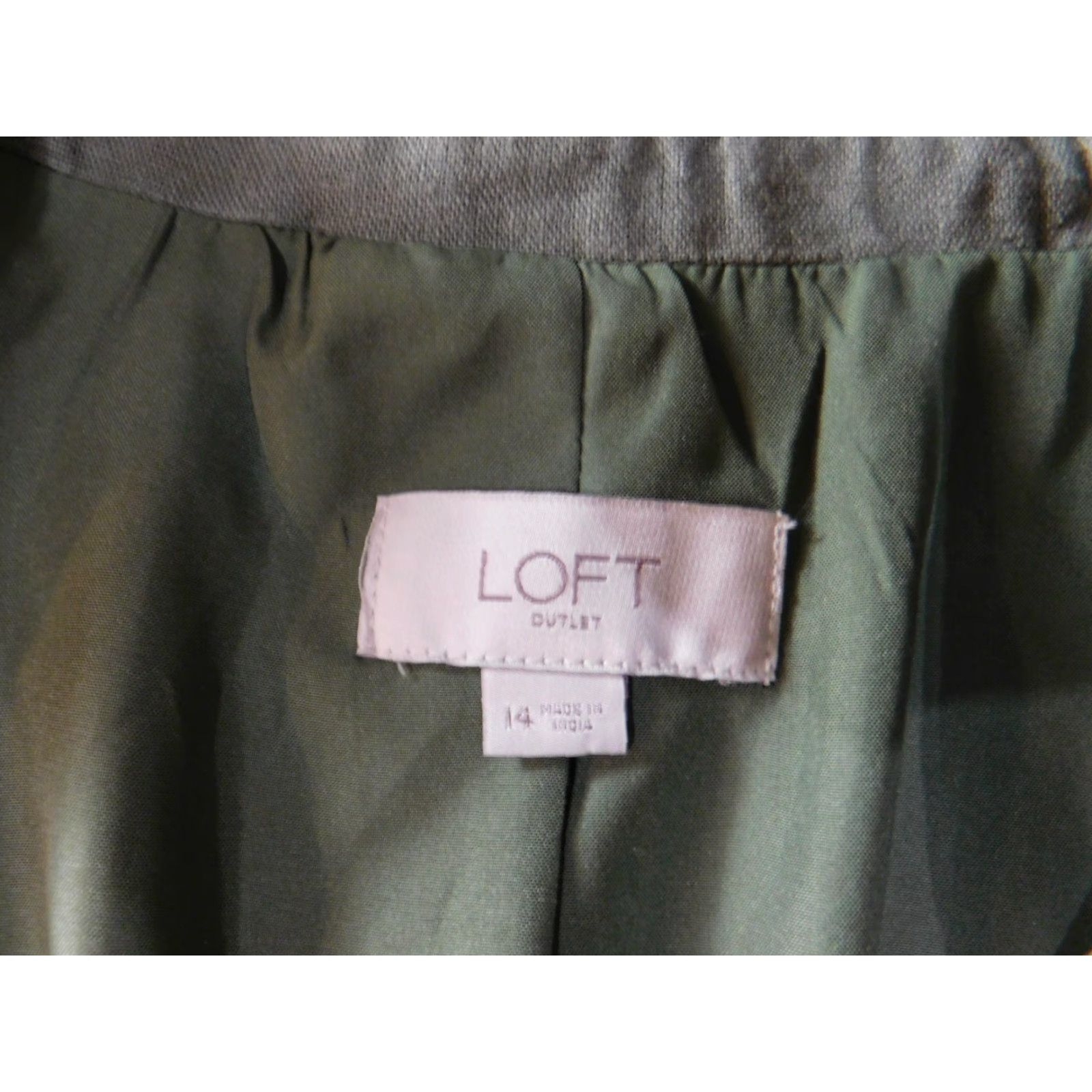 Ann Taylor Ann Taylor Loft Jacket Blazer 14 Green Linen Blend Knit Pocket Casual Women's Regular Mid-Length Spring Fall Size XL / US 12-14 / IT 48-50 - 4 Thumbnail