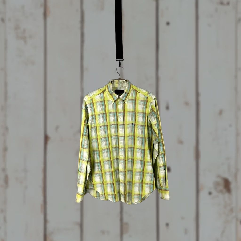 Etro Etro Milano Mens Button-Up Shirt 40 Yellow Plaid Cotton Long Sleeve Size US L / EU 52-54 / 3 - 1 Thumbnail