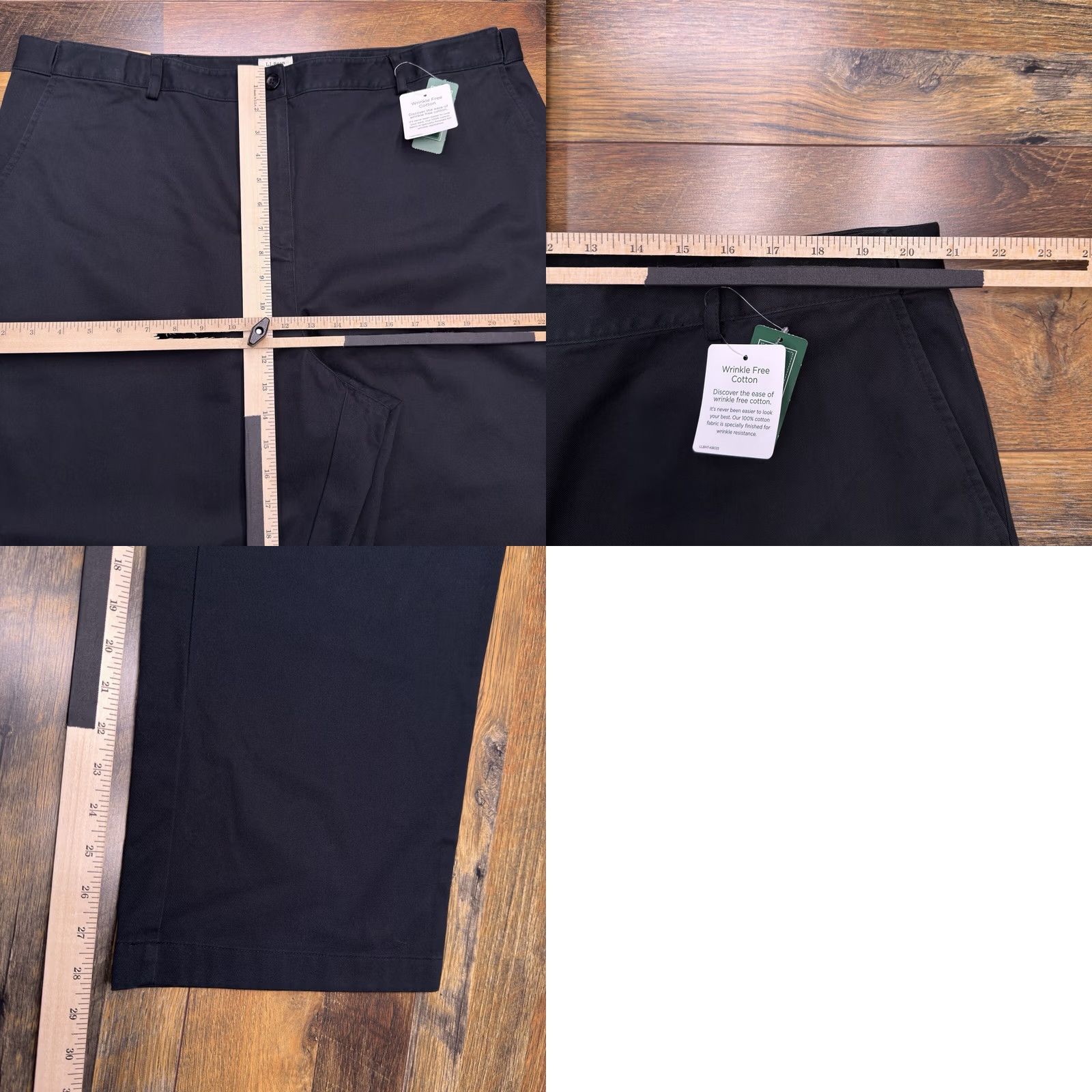 Vintage L.L. Bean Pants Womens 20W Regular Black High Rise Cotton Twill Straight Chino Flat Front Easy Care New Size 42" / US 20 - 9 Thumbnail