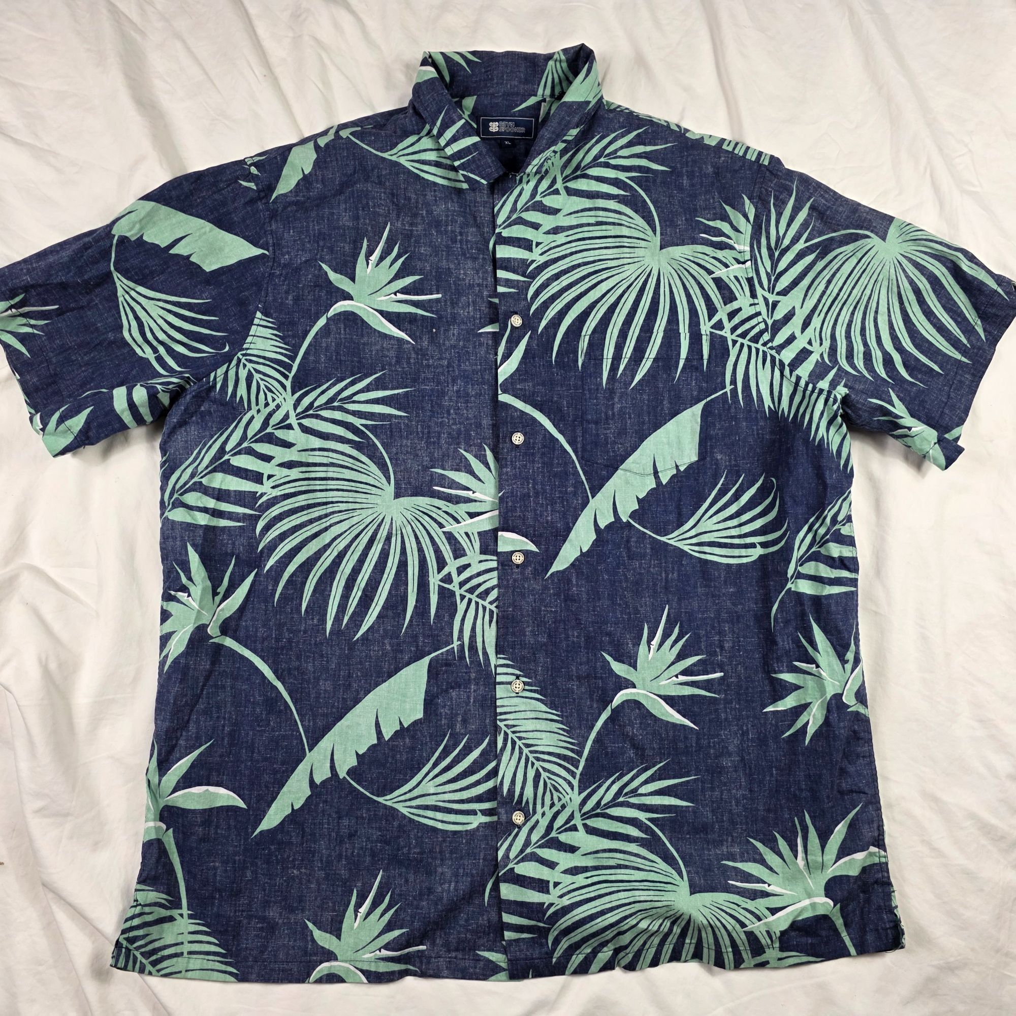 Reyn Spooner Reyn Spooner Mens Size XL Blue Green Tropical Print Short Sl Size US XL / EU 56 / 4 - 1 Thumbnail