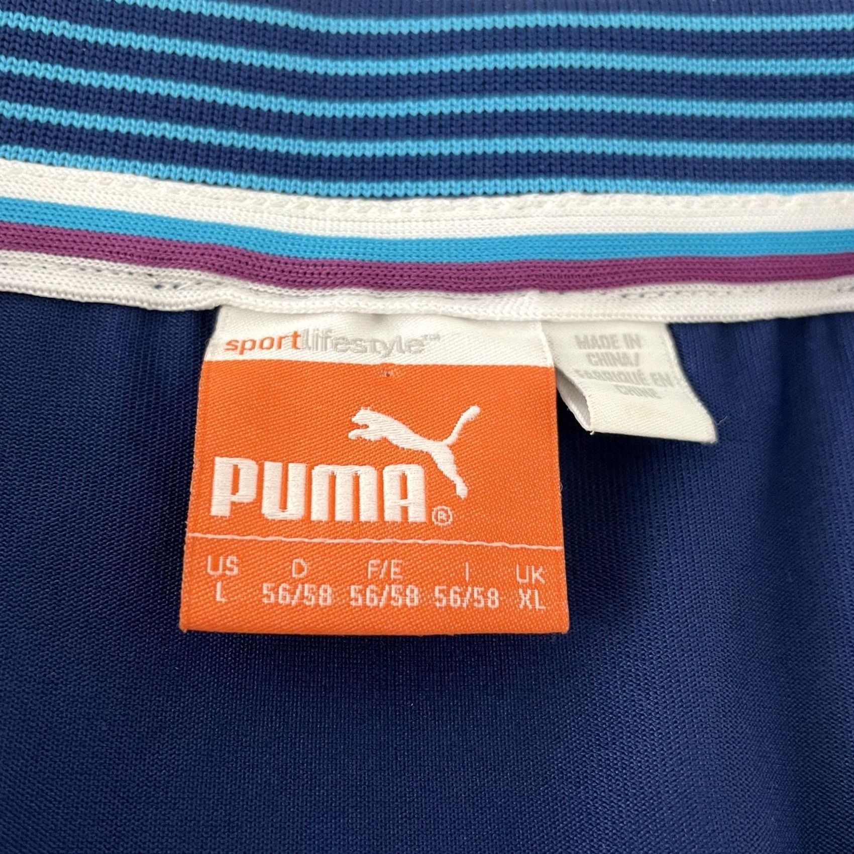 Puma PUMA Short Sleeve Striped Golf Polo Shirt Men's Large Blue Size US L / EU 52-54 / 3 - 2 Thumbnail