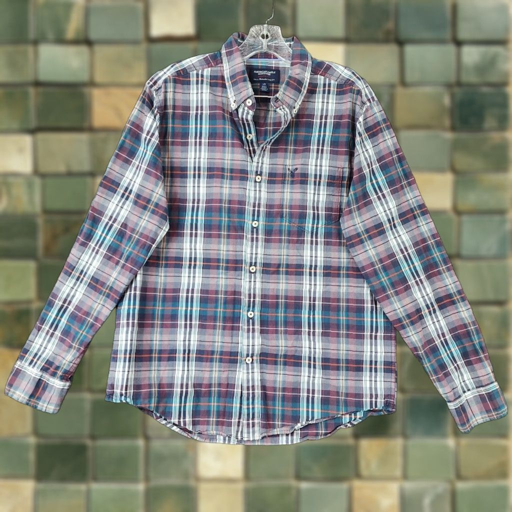 American Eagle Outfitters VINTAGE? No—American Eagle Shirt Men L Purple Plaid Athletic Fit Button-Up Long Sleeve size L Adult Mens Purple Plaid Button-Down Shirt Size US L / EU 52-54 / 3 - 1 Thumbnail