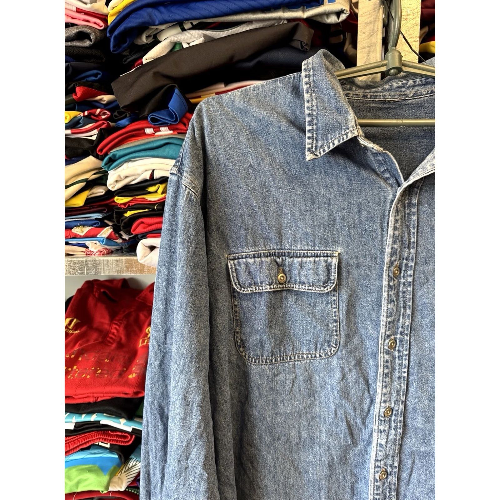 Harley Davidson Harley-Davidson Shirt Denim Long Sleeve XL Blue TAZ AN AMERICAN LEGEND Looney Tunes Warner Bros Mens Size US XL / EU 56 / 4 - 4 Thumbnail