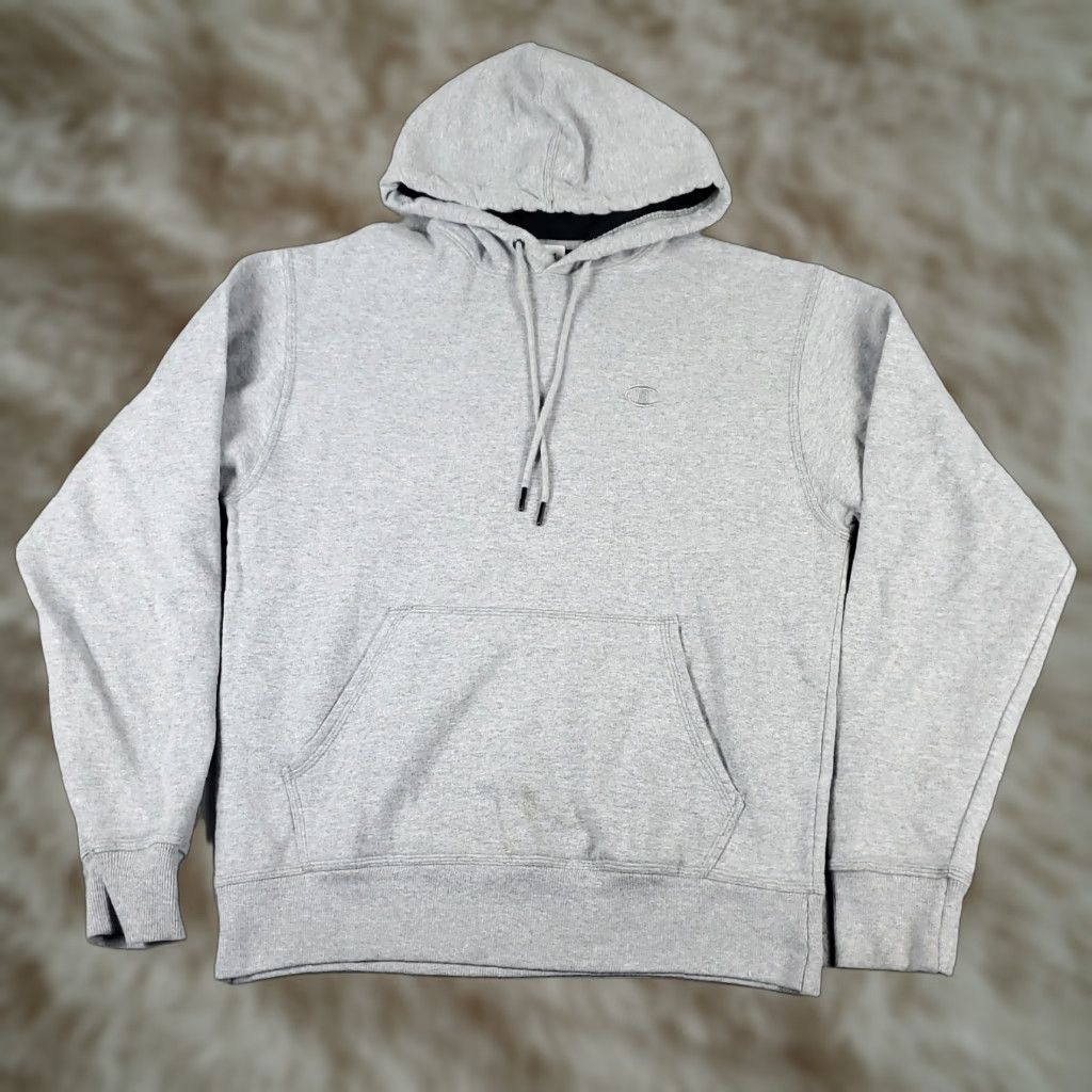 Champion VINTAGE Champion Hoodie Mens Medium Gray Pullover Sweatshirt Cotton Blend Logo Zipper Mock Neck All Seasons Size US M / EU 48-50 / 2 - 1 Thumbnail