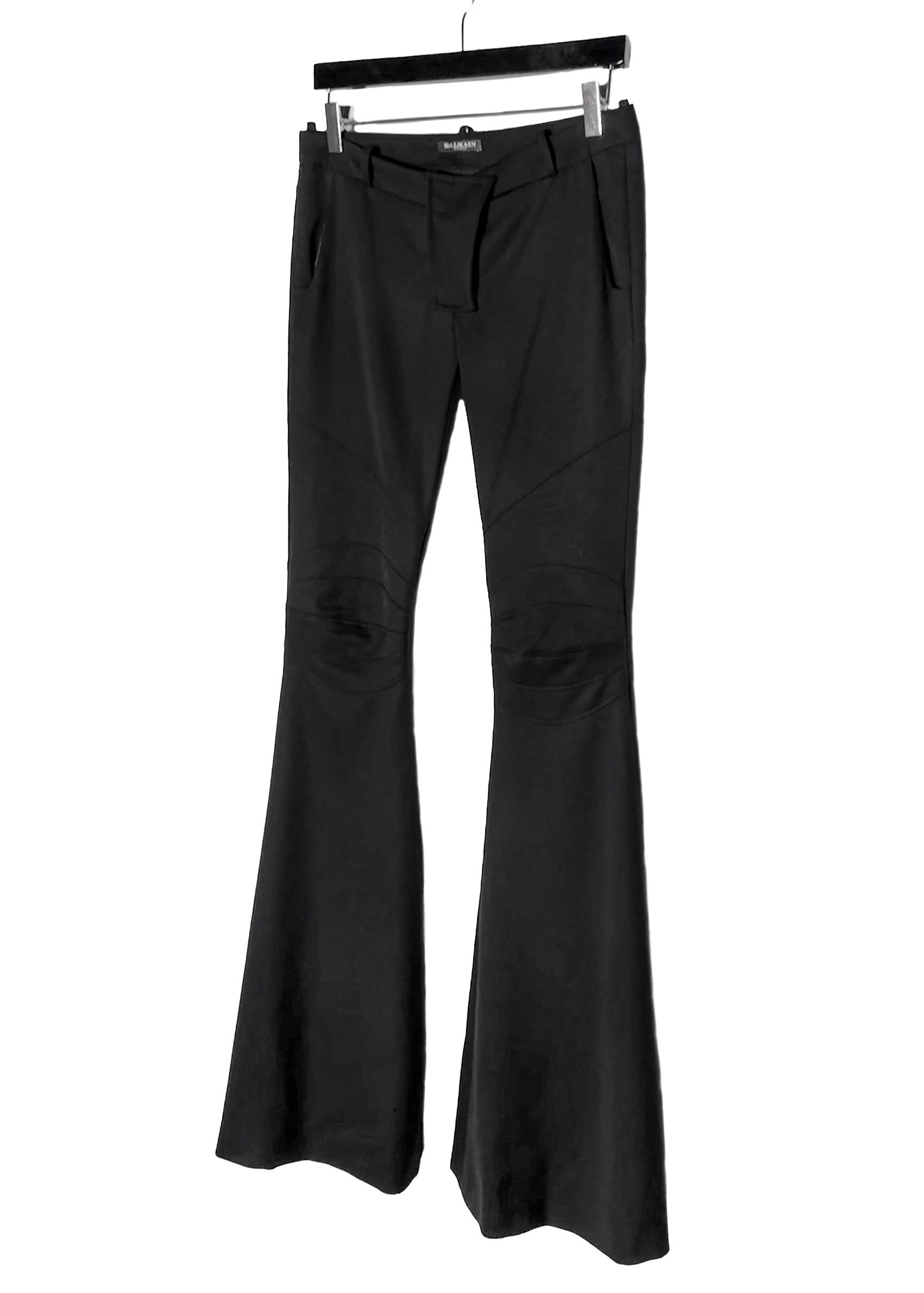 Balmain Balmain Black Biker Flare Bell Bottom Dress Pants Size 28" / US 6 / IT 42 - 2 Thumbnail