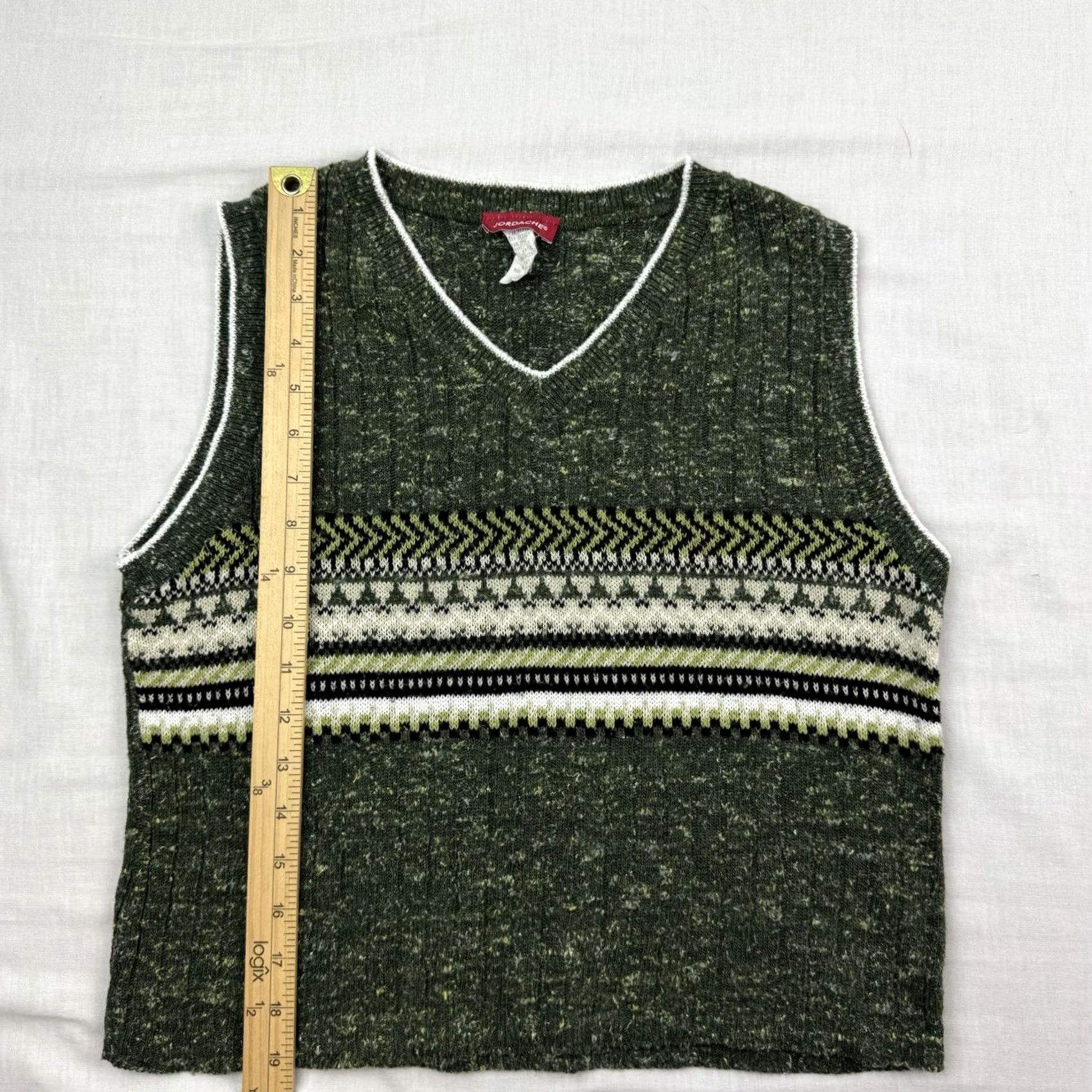 Jordache VINTAGE Jordache Sweater Vest Womens Large Striped 1980s Classic Hipster Knit Shirt Size L / US 10 / IT 46 - 5 Thumbnail