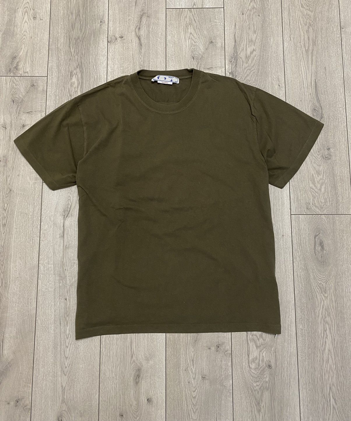 Off-White Negative rubber diagonal stripe Mark Khaki T Shirt